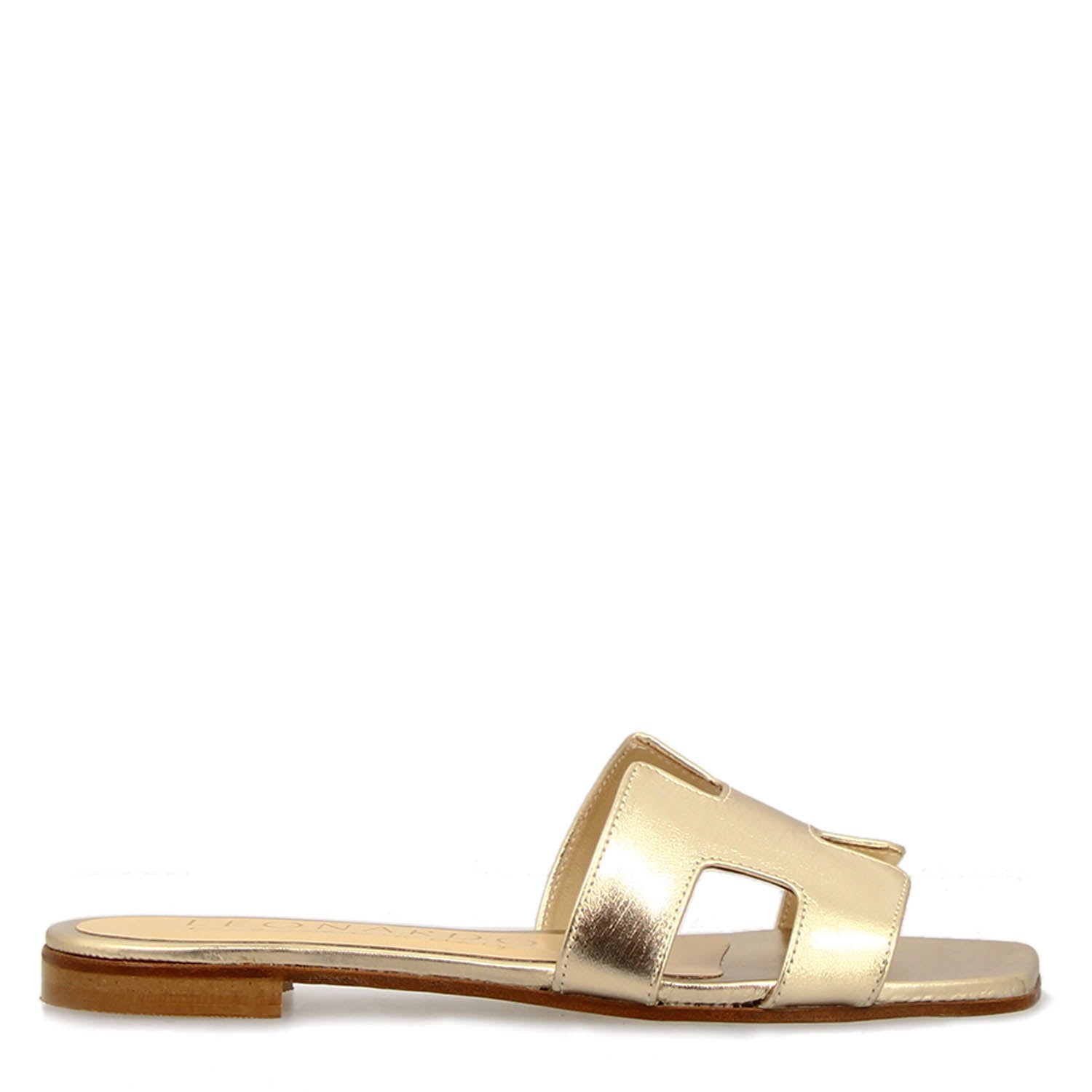 Harmony nappa leather sandals in gold for women