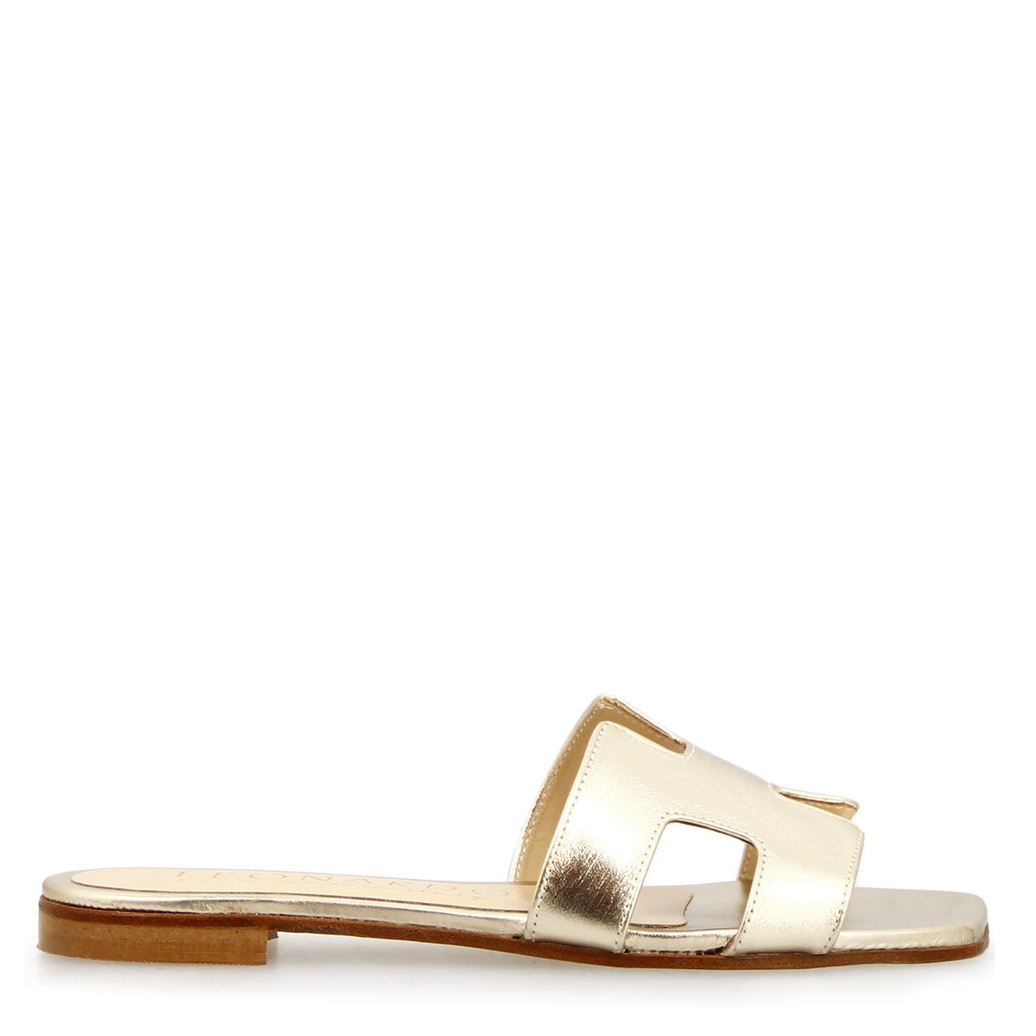 Harmony nappa leather sandals in gold for women