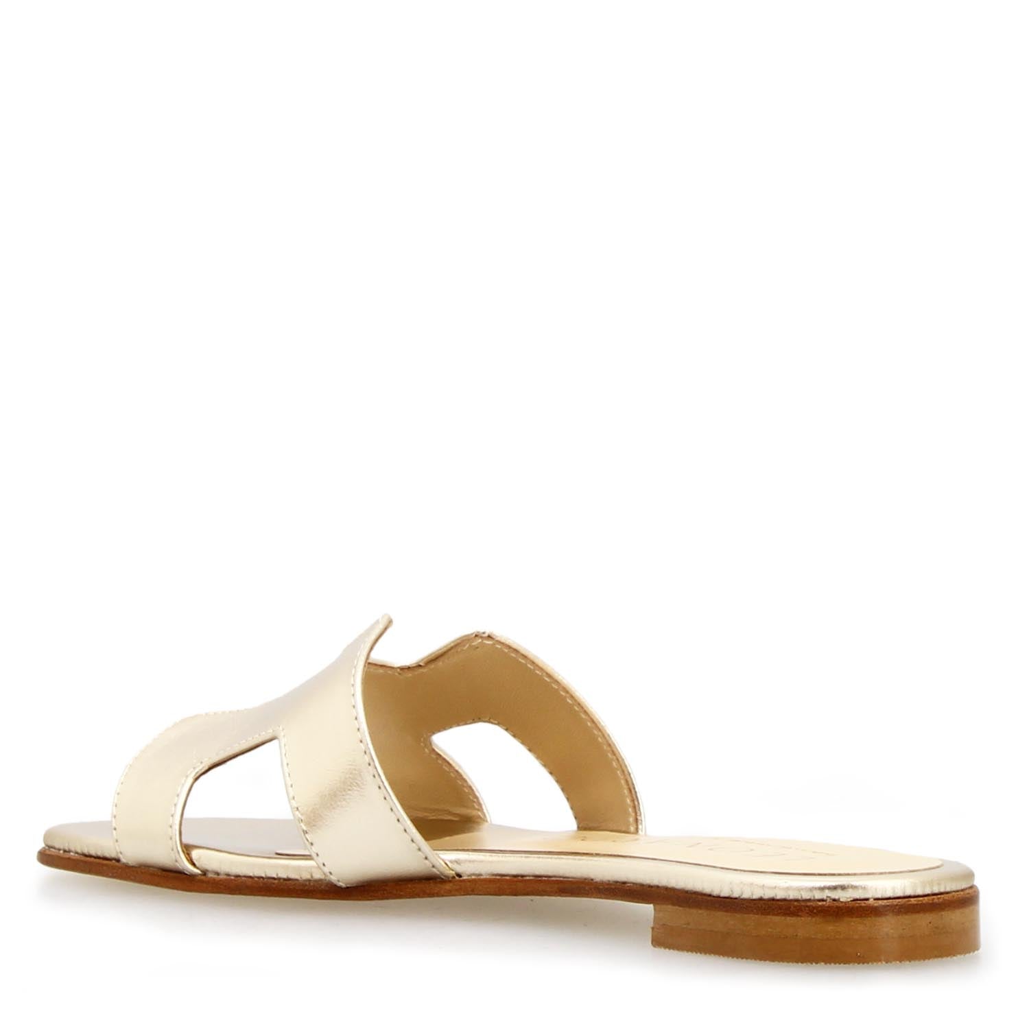 Harmony nappa leather sandals in gold for women
