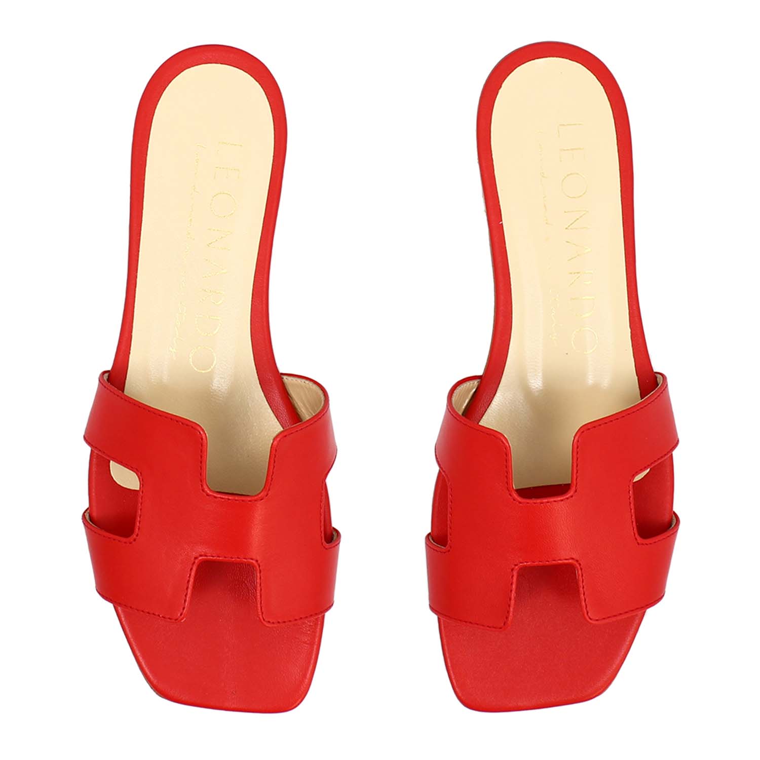 Harmony nappa leather sandals in red for women