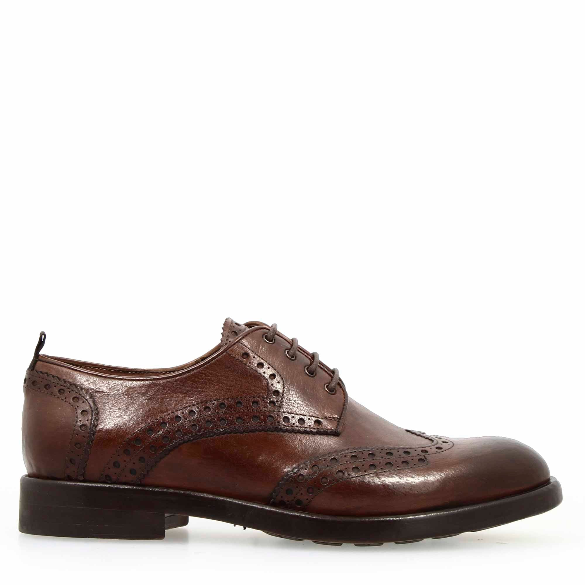 Scarpa Derby brogue moderna marrone da uomo