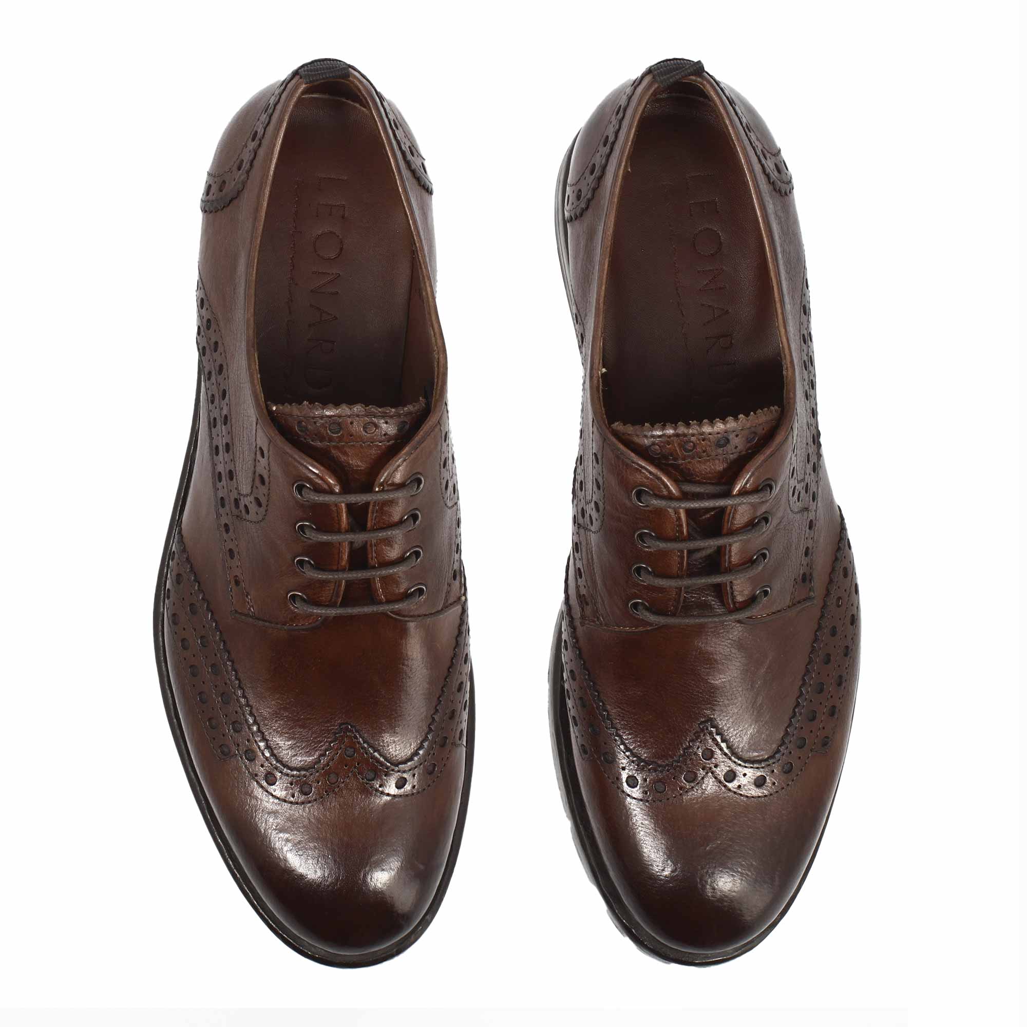 Scarpa Derby brogue moderna marrone da uomo