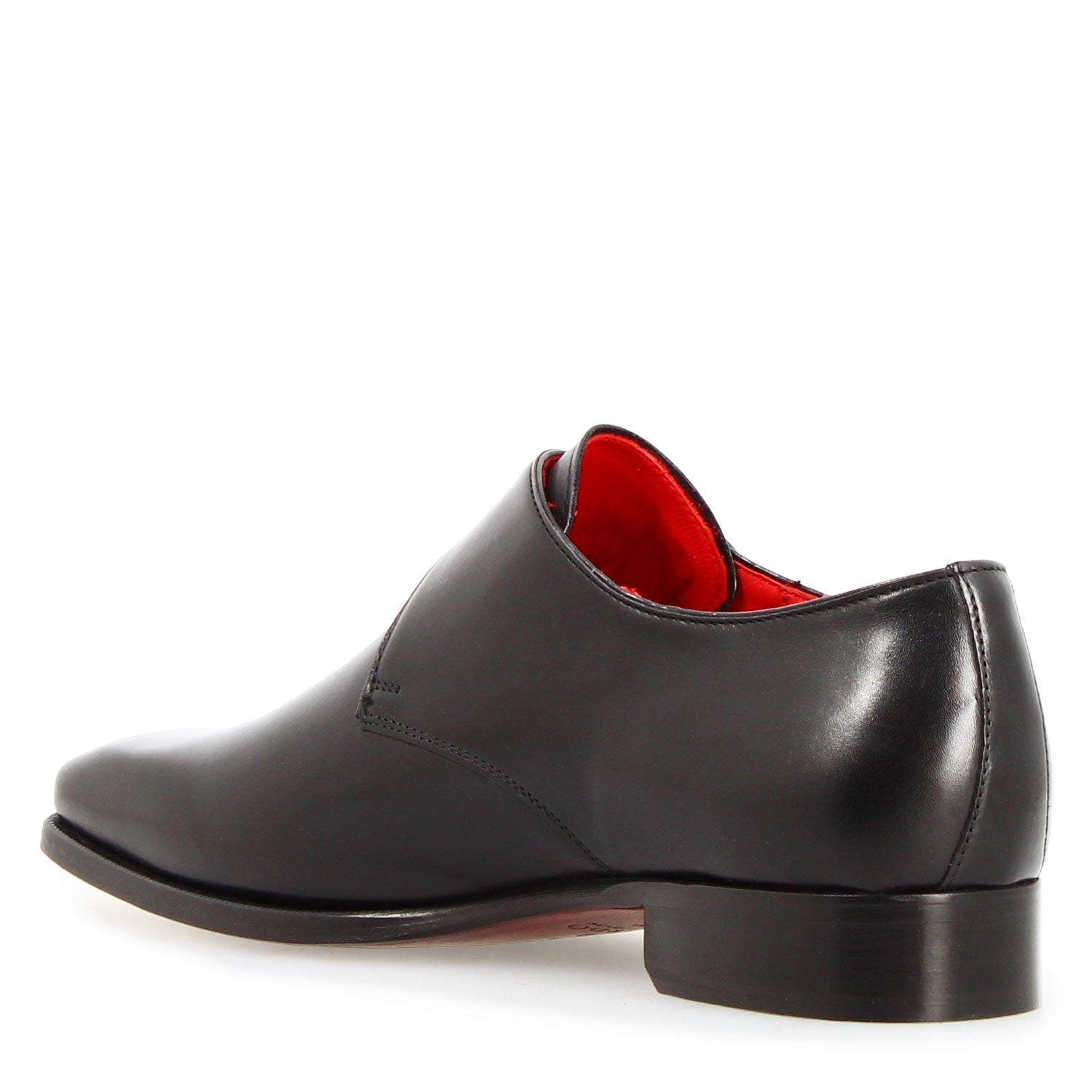 Chaussure homme à boucle unique en cuir italien noir Salvatore