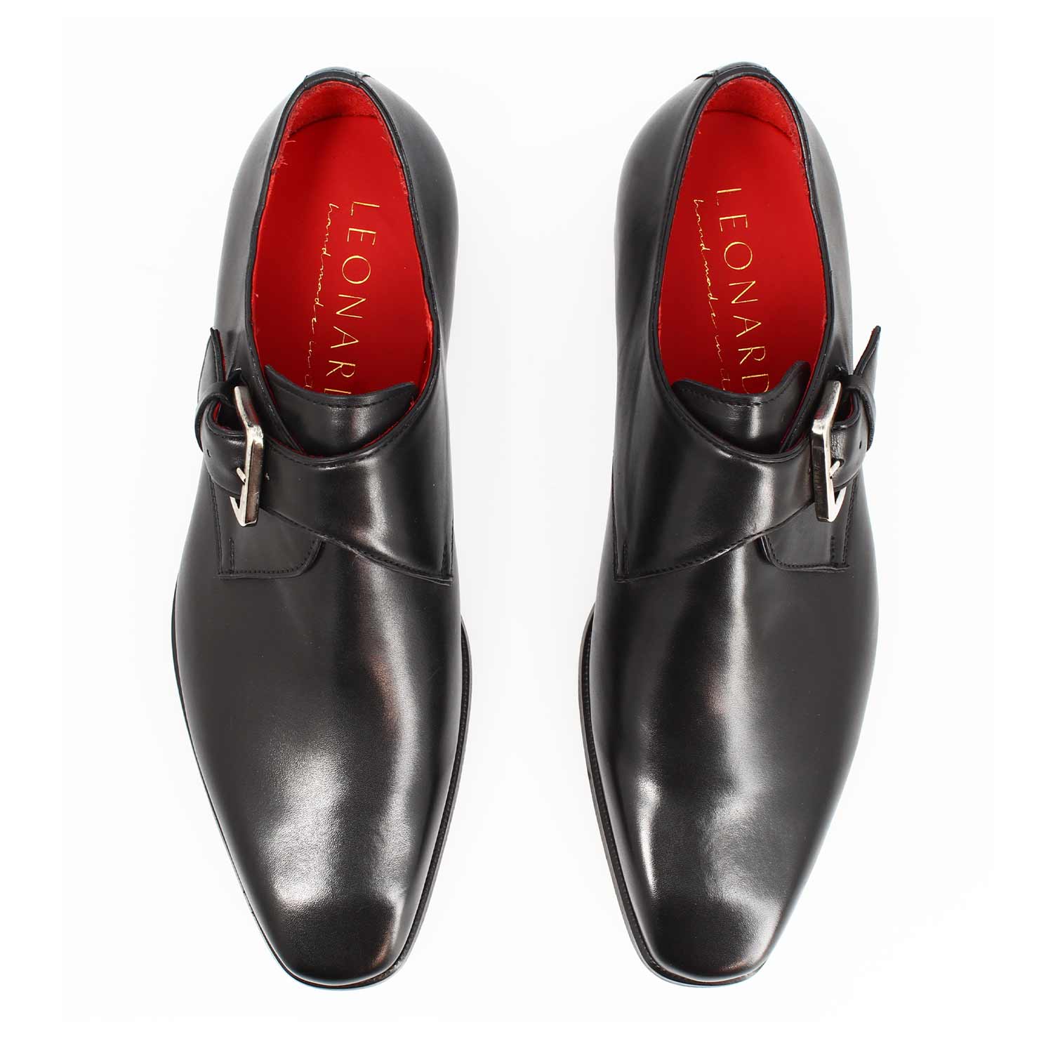 Chaussure homme à boucle unique en cuir italien noir Salvatore