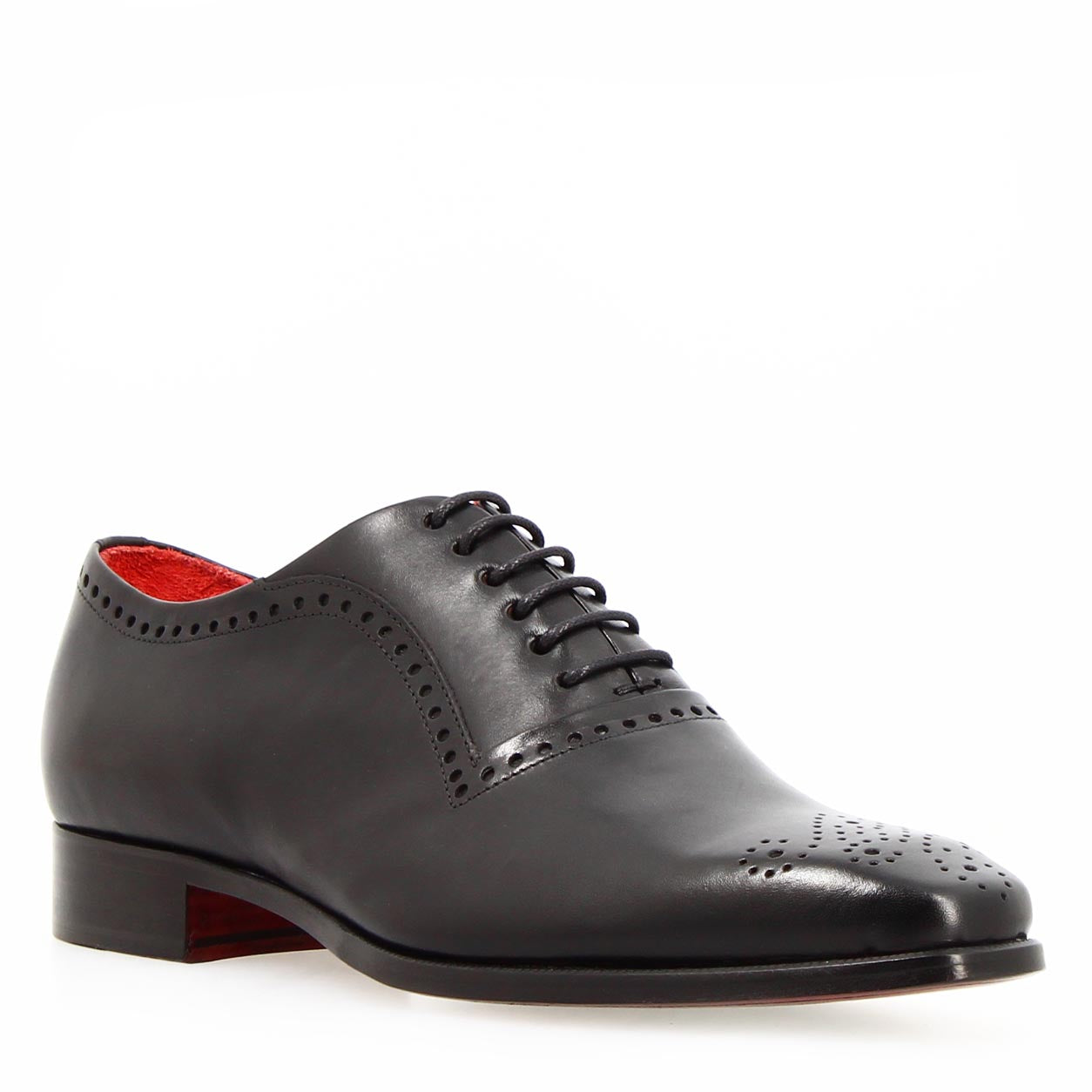 Handmade Italian leather black oxford semi brogue Ettore