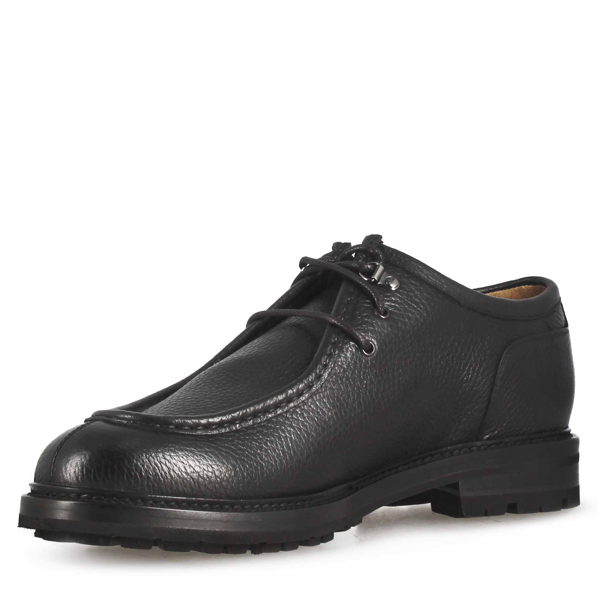 Men's lace-up shoe Engineer model in black leather