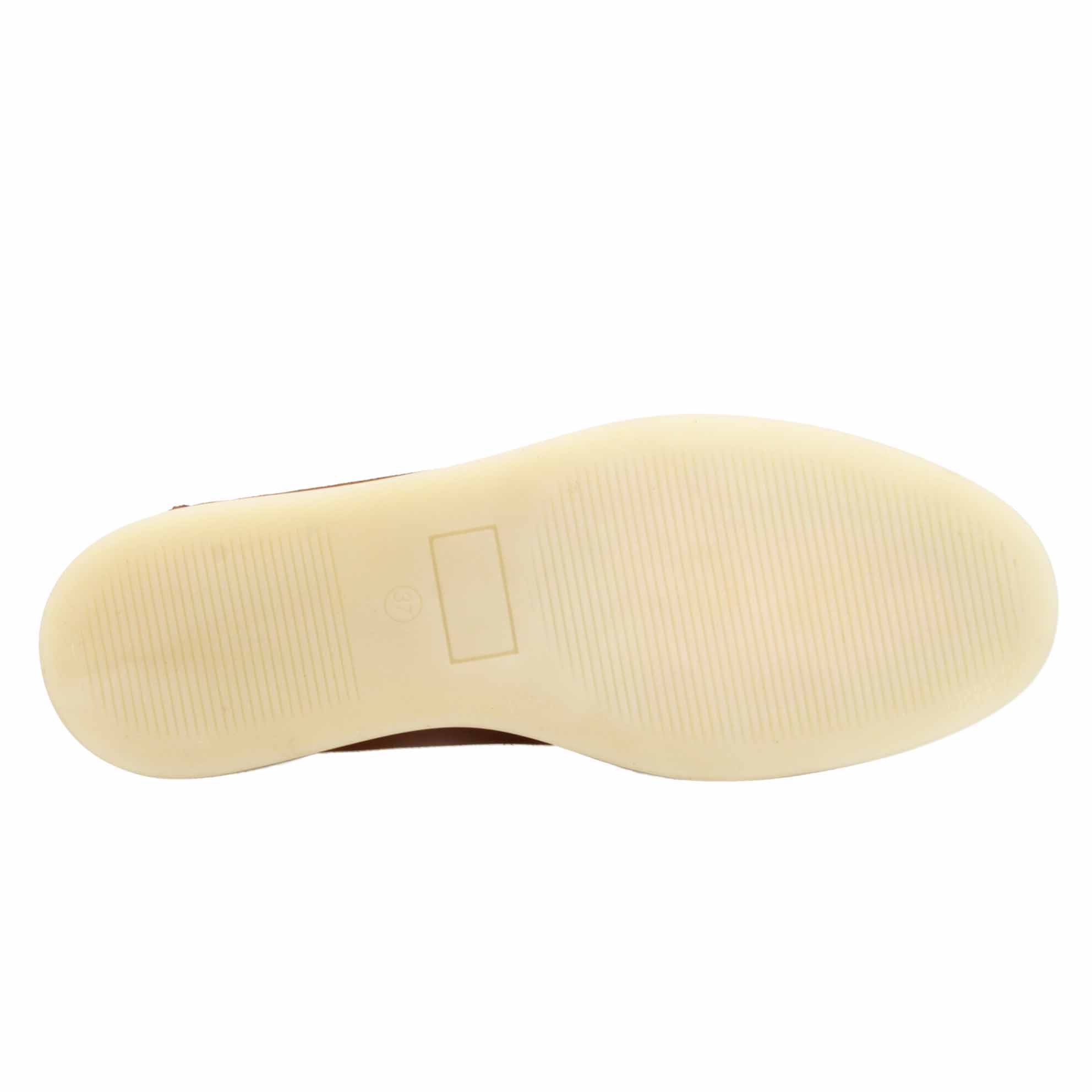 Handgefertigter Bootsschuh aus braunem Wildleder für Damen