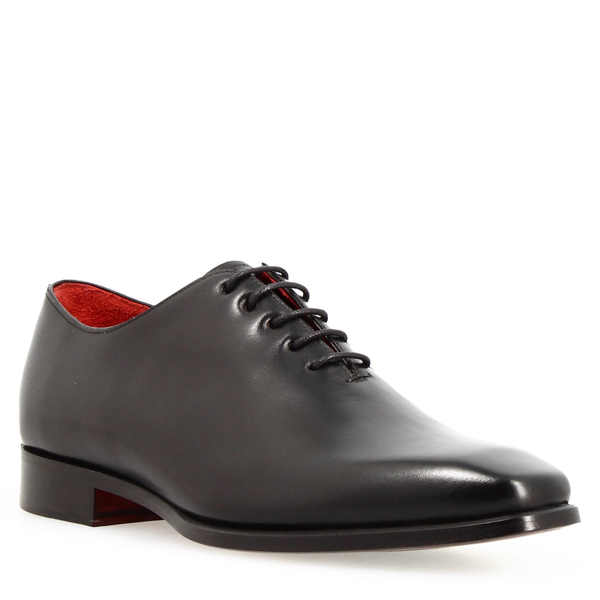 Oxford wholecut da uomo artigianali punta squadrata in pelle nera