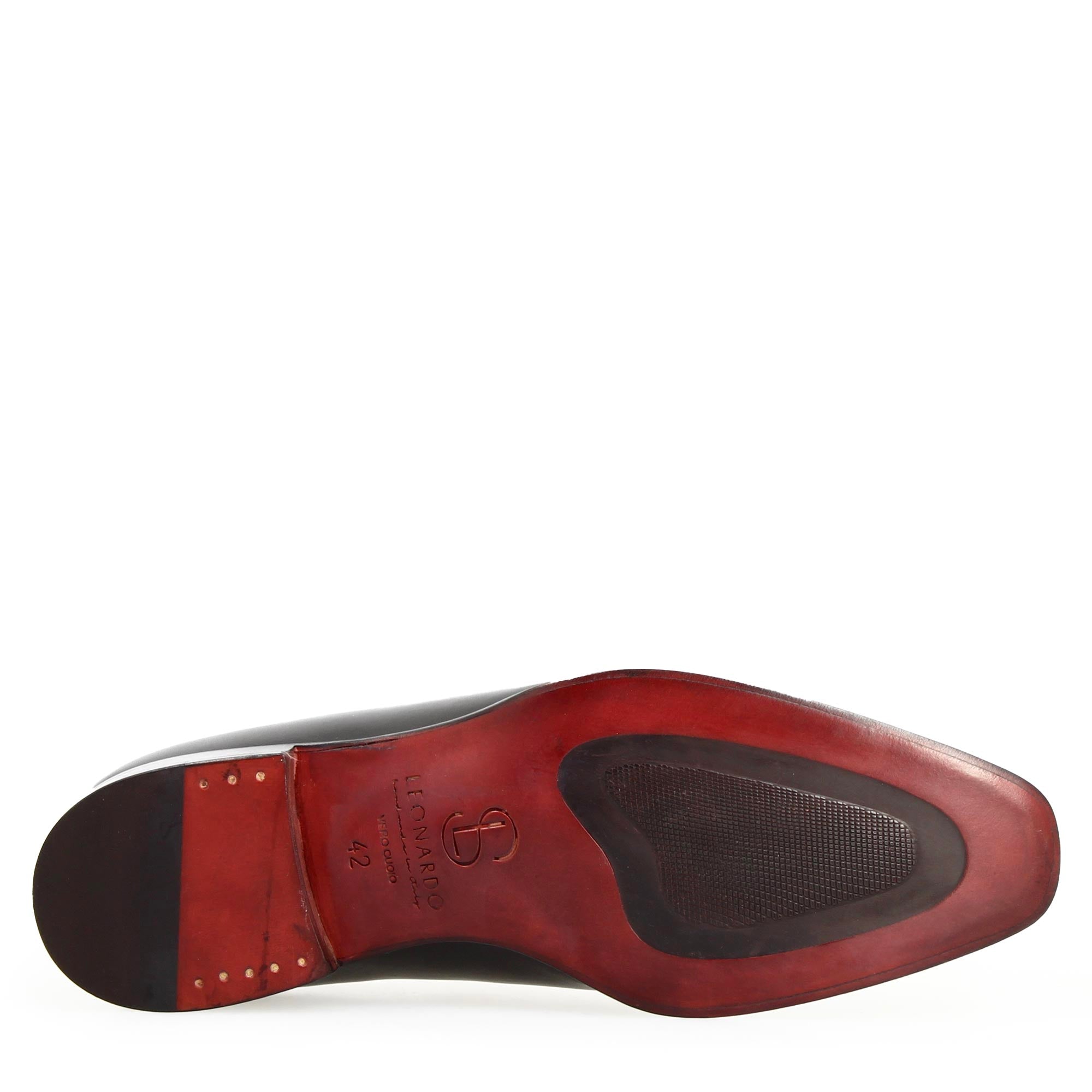 Oxford wholecut da uomo artigianali punta squadrata in pelle nera - LeonardoShoes