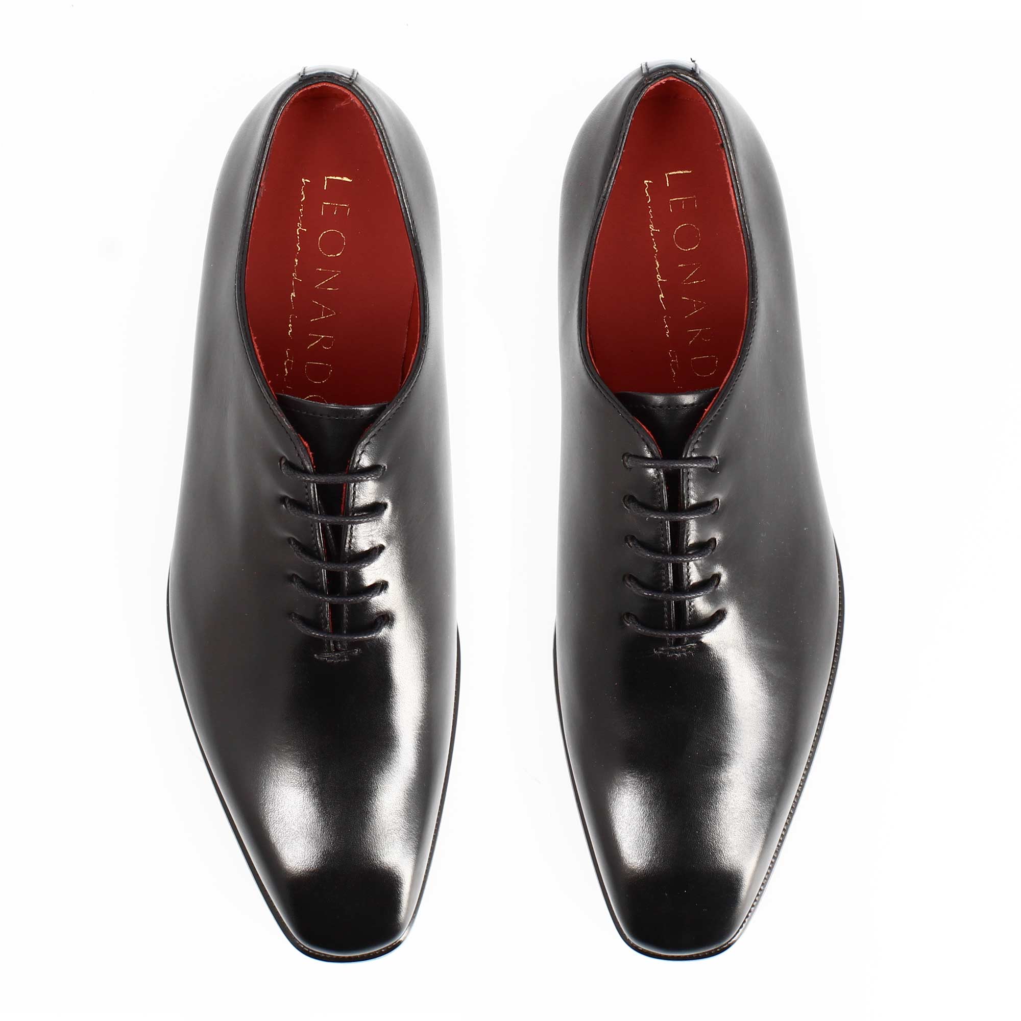 Oxford wholecut da uomo artigianali punta squadrata in pelle nera