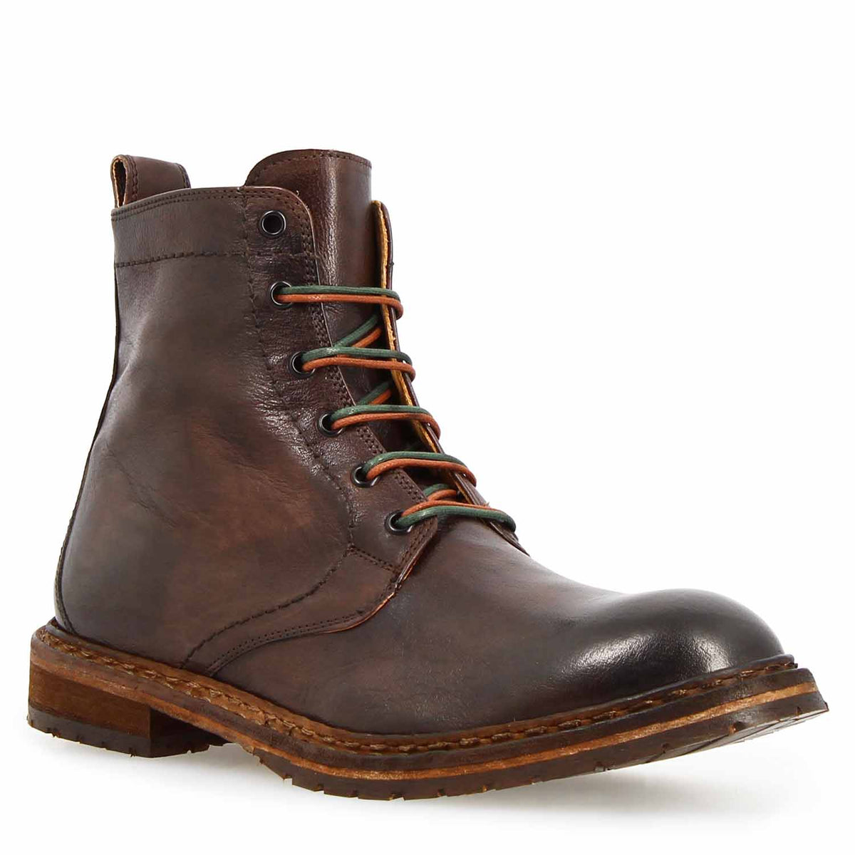 Seneca Herren Schnürstiefelette aus dunkelbraunem Leder