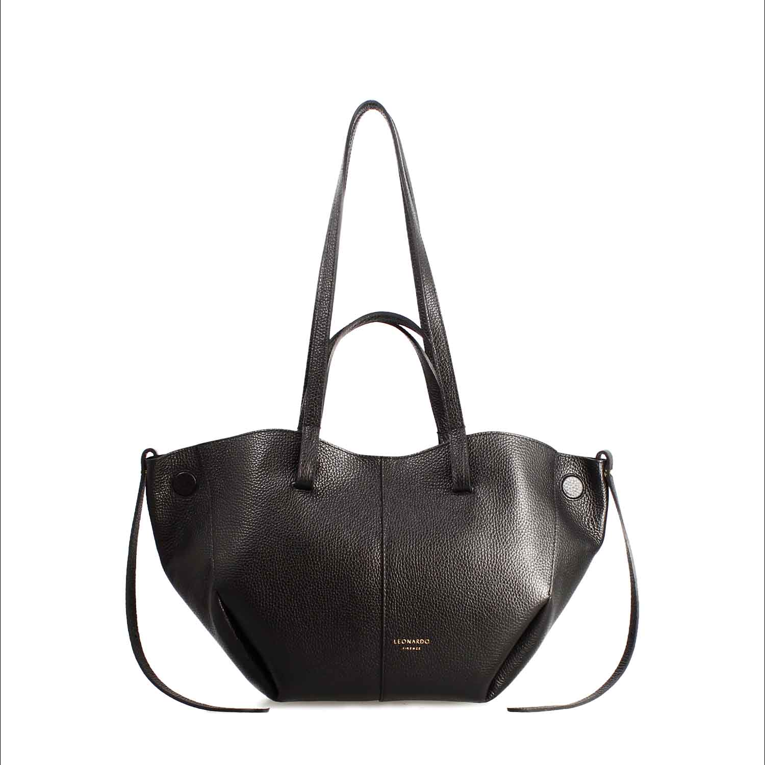 Majestic damen shopper aus schwarzem leder mittelgrob
