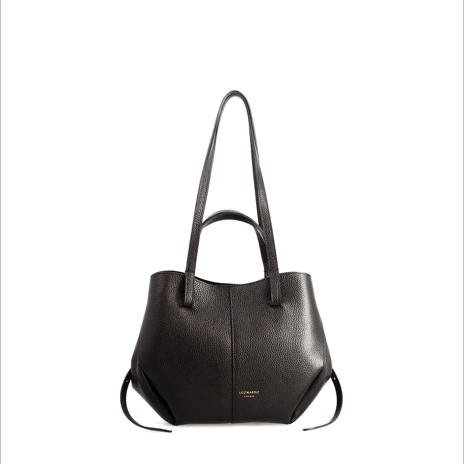 Majestic damen shopper aus schwarzem leder mittelgrob