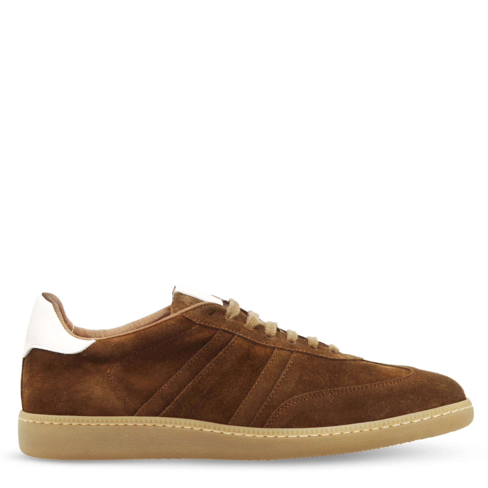 Sneaker artigianale da uomo in pelle scamosciata marrone