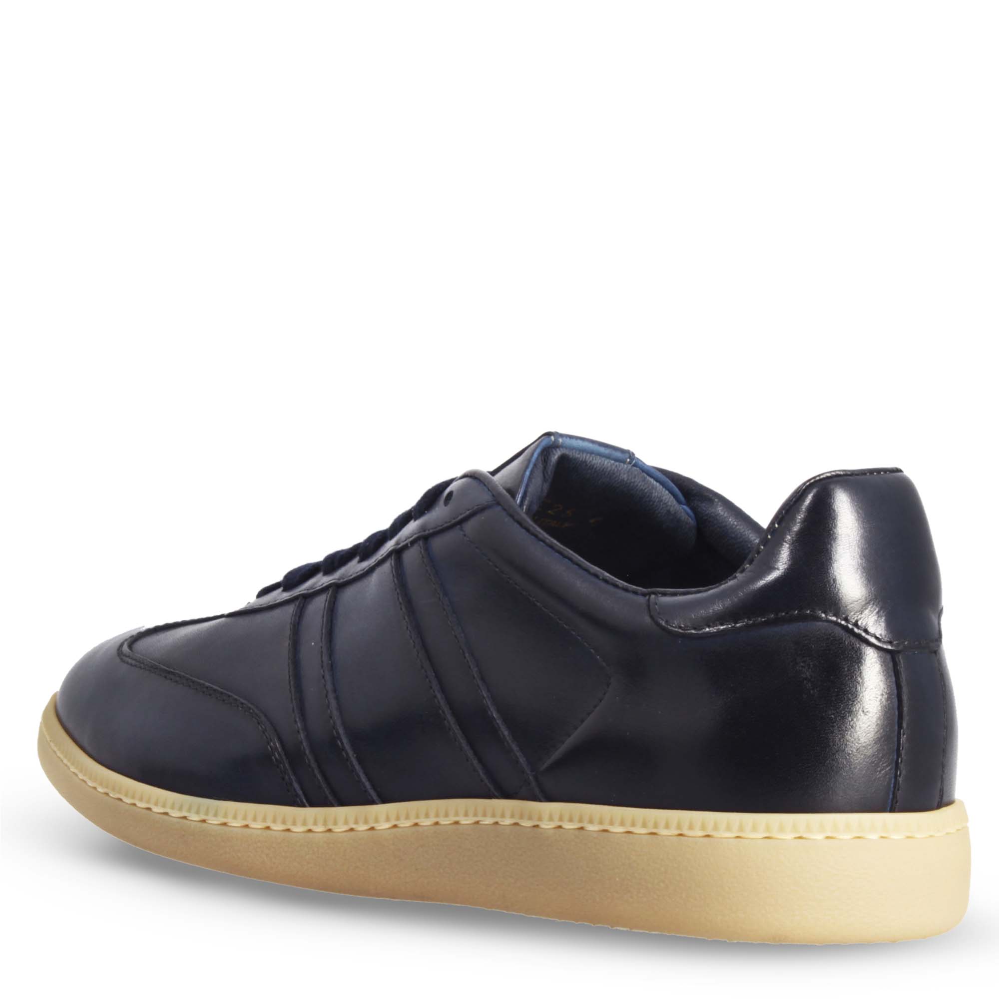 Handgefertigter Herrentrainer aus blauem Leder