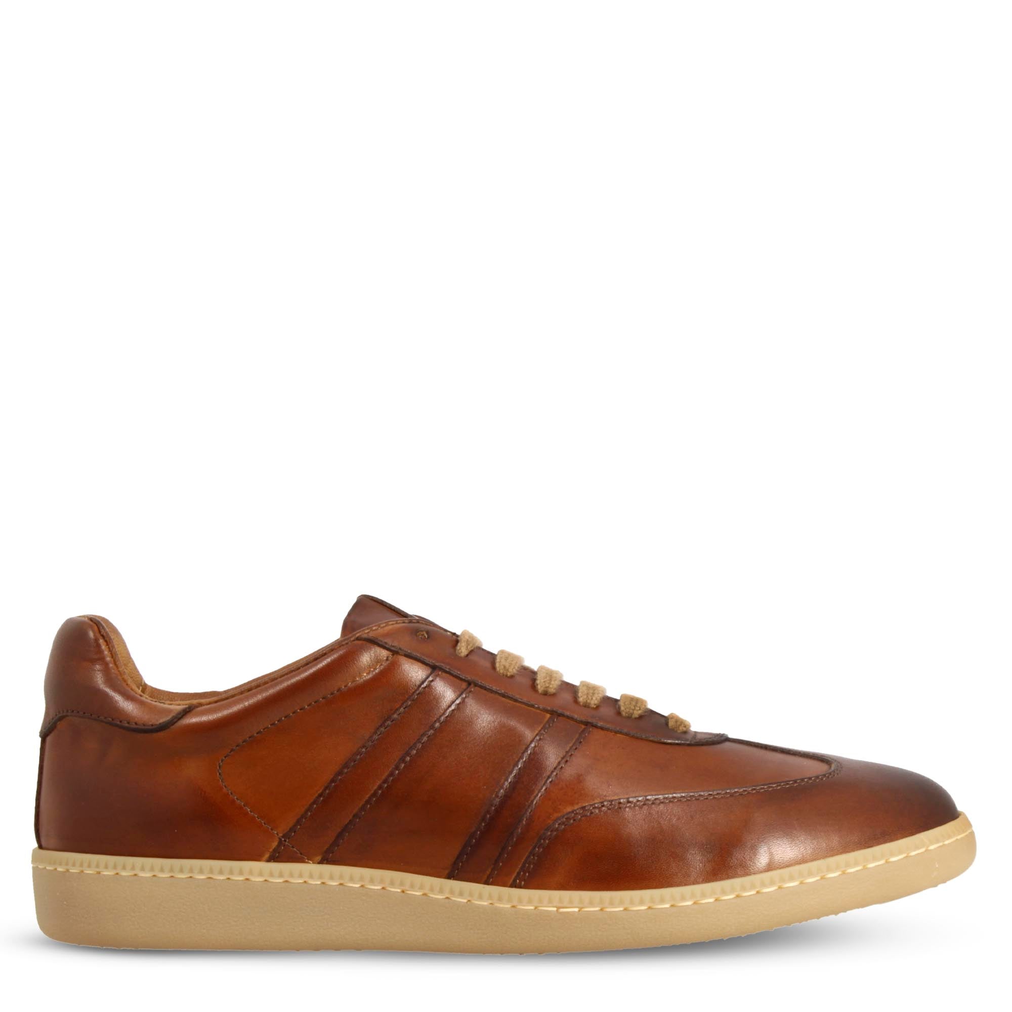 Sneaker artigianale da uomo in pelle colore marrone