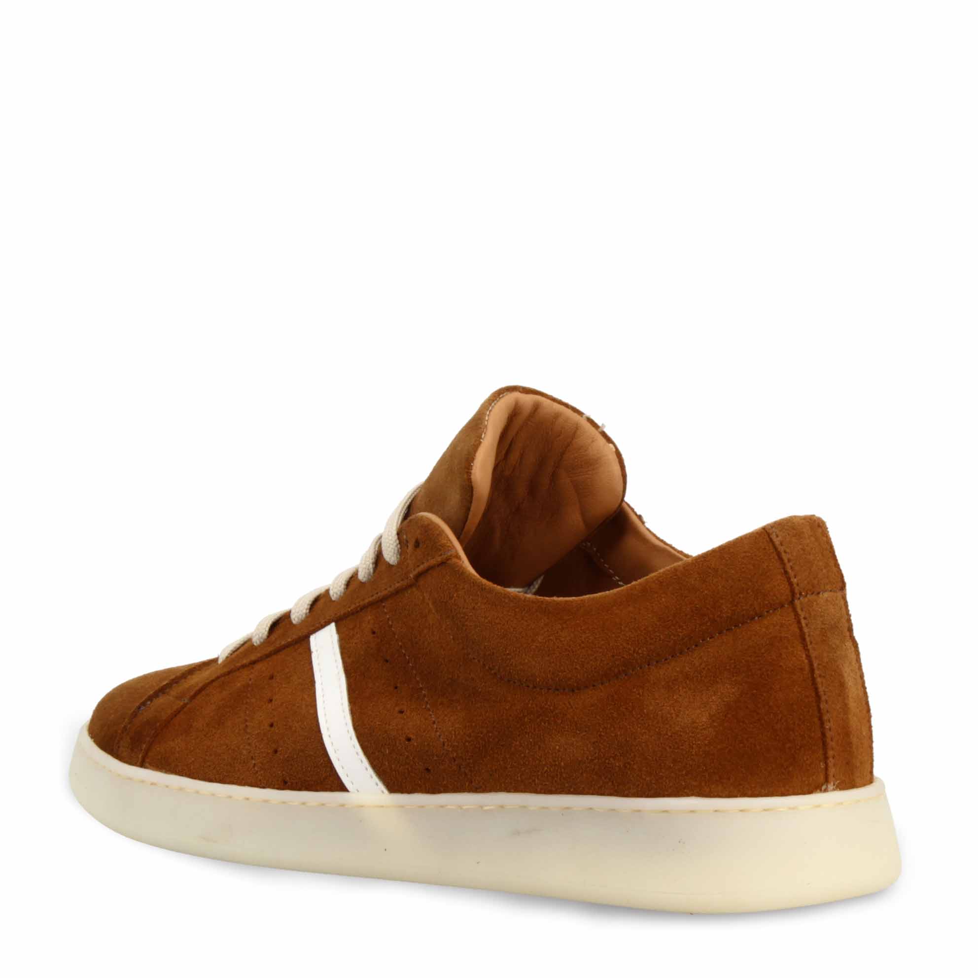 Sneaker artigianale da uomo in camoscio marrone
