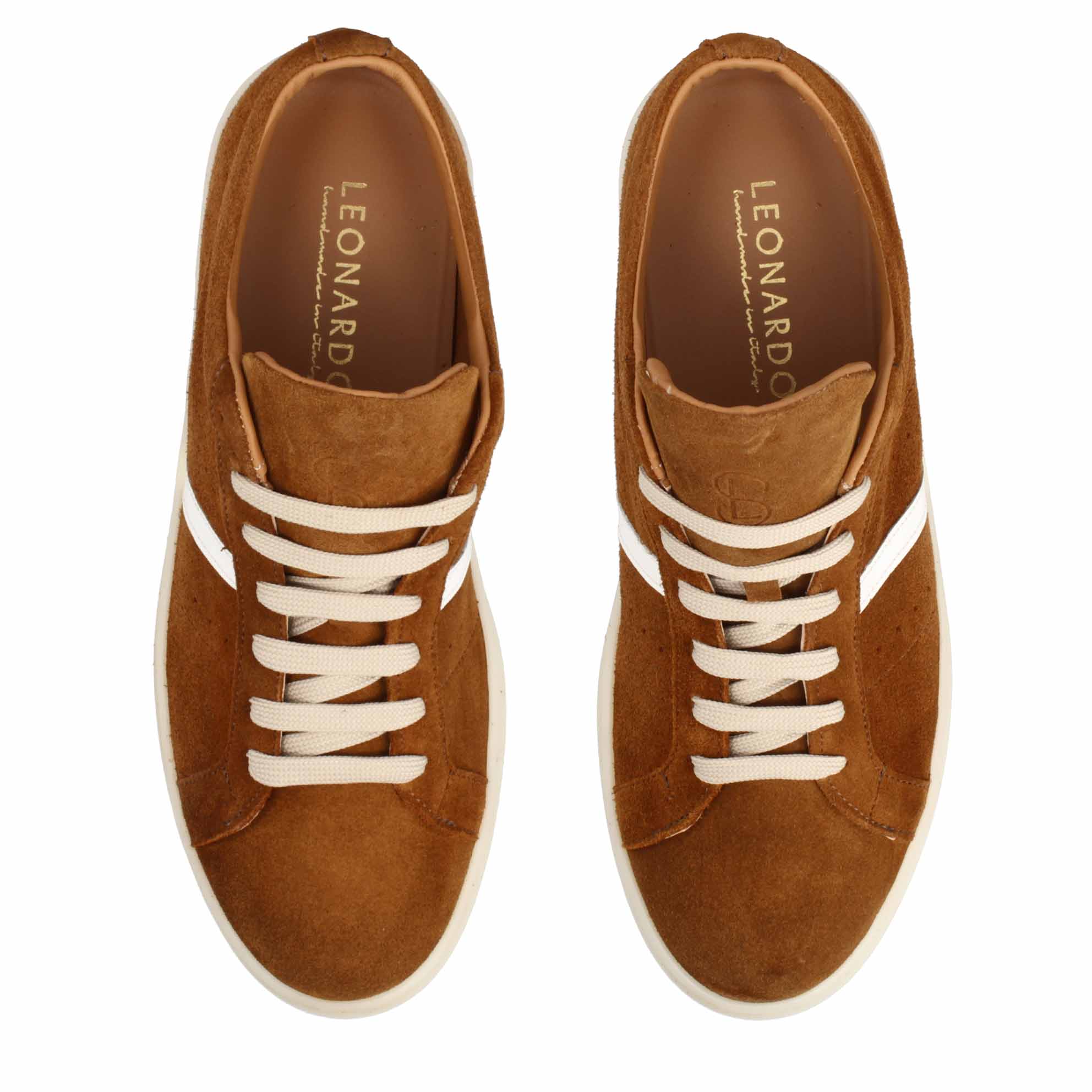 Sneaker artigianale da uomo in camoscio marrone