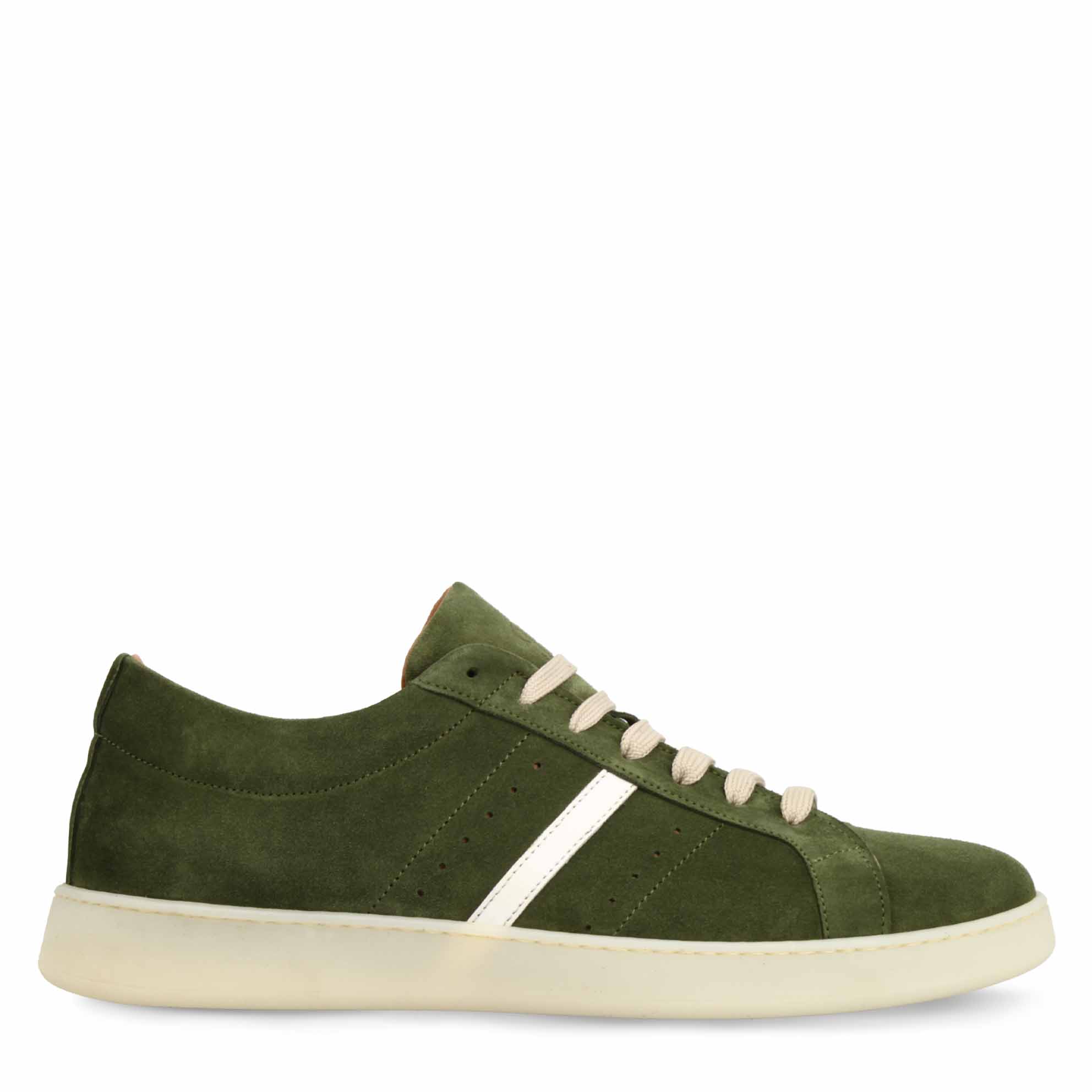 Sneaker artigianale da uomo in camoscio verde