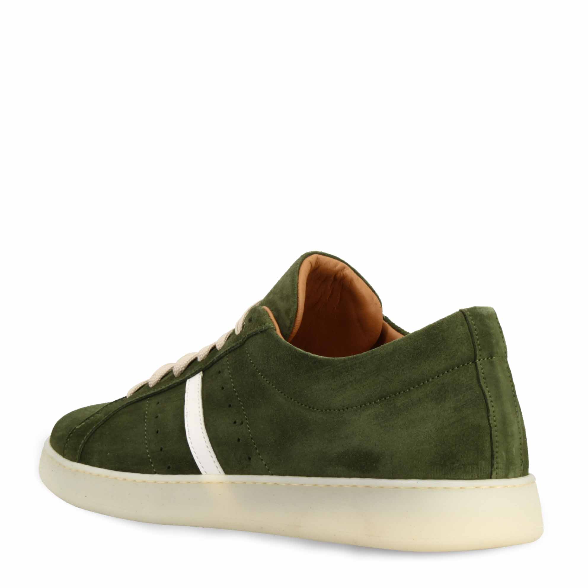 Sneaker artigianale da uomo in camoscio verde