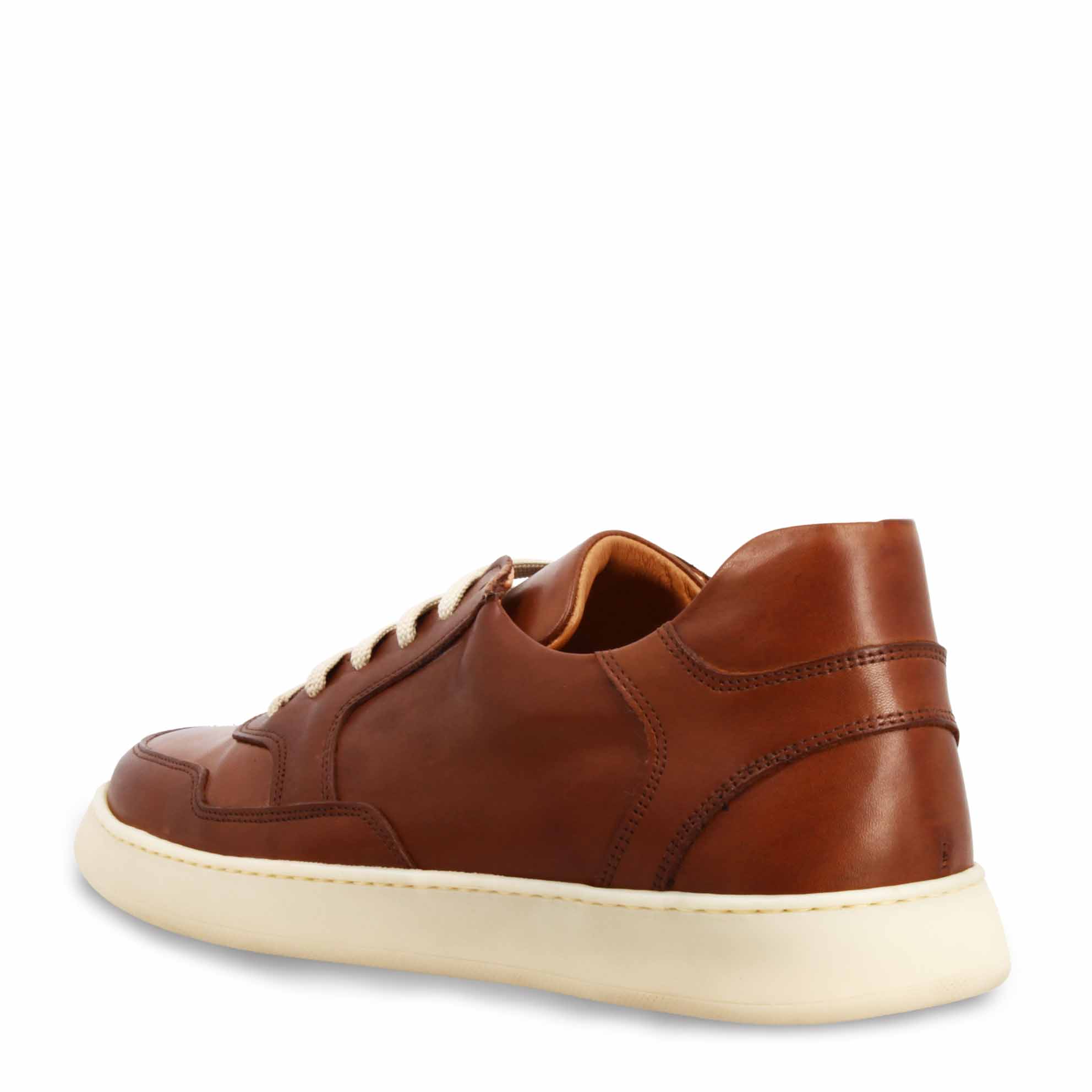 Elegant men's handmade brown leather sneaker