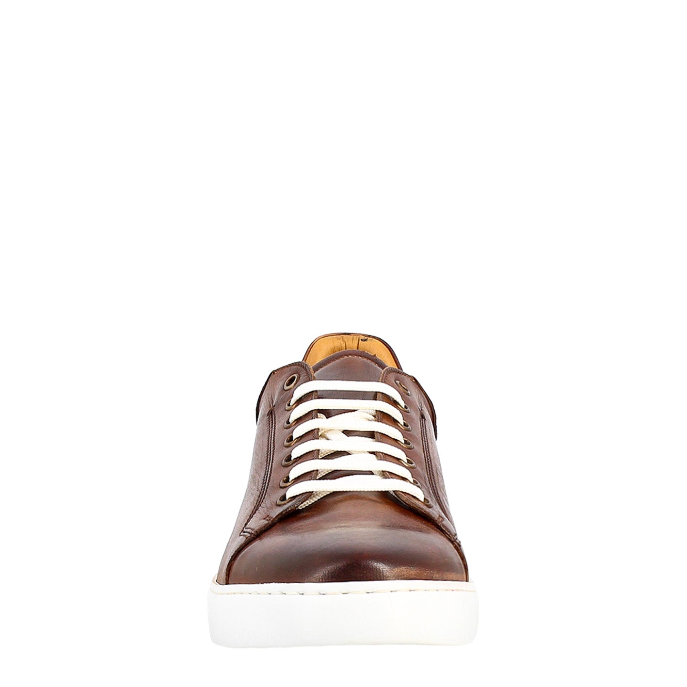 Elegant men's brown sneaker in smooth leather