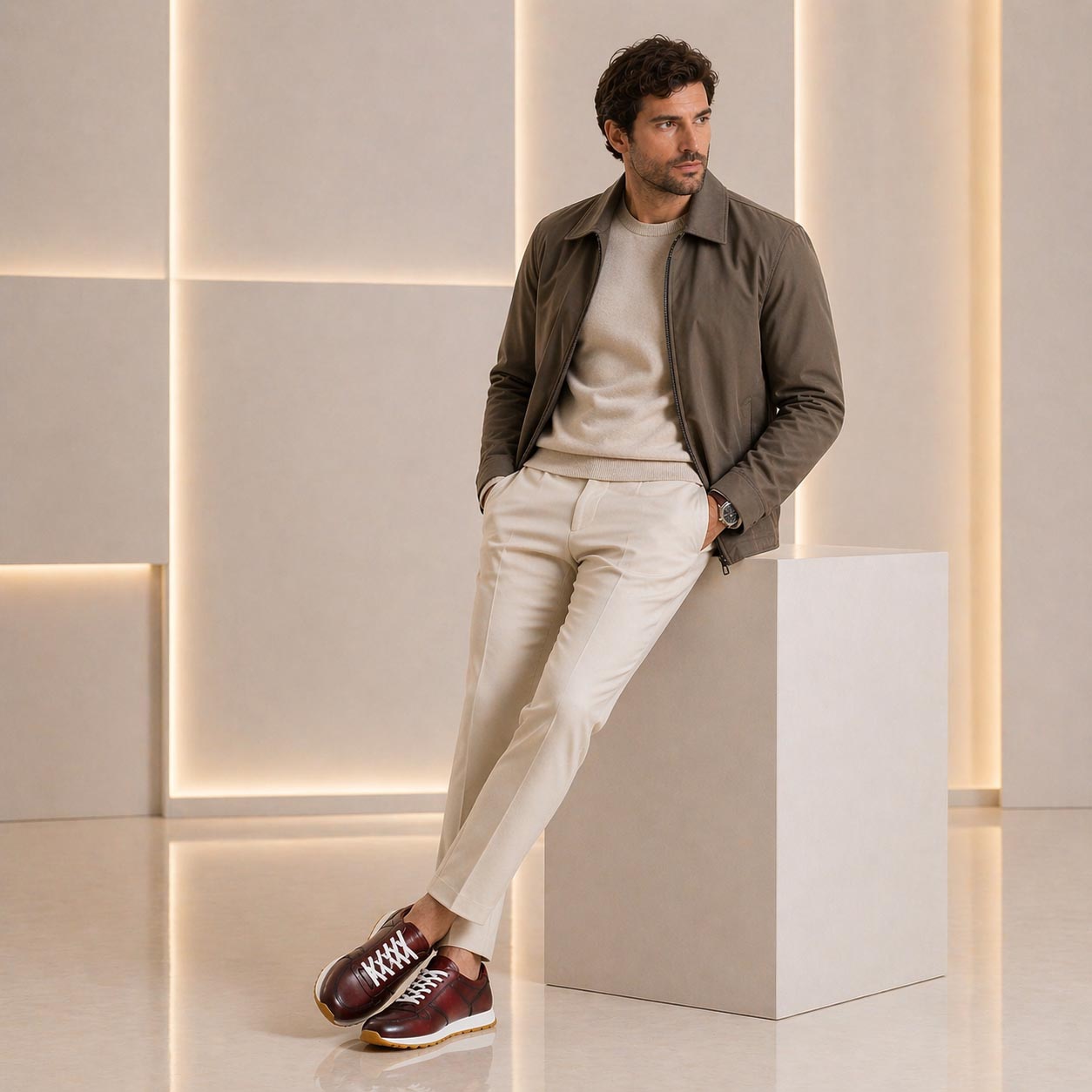 Piave sneakers for men in bordeaux leather