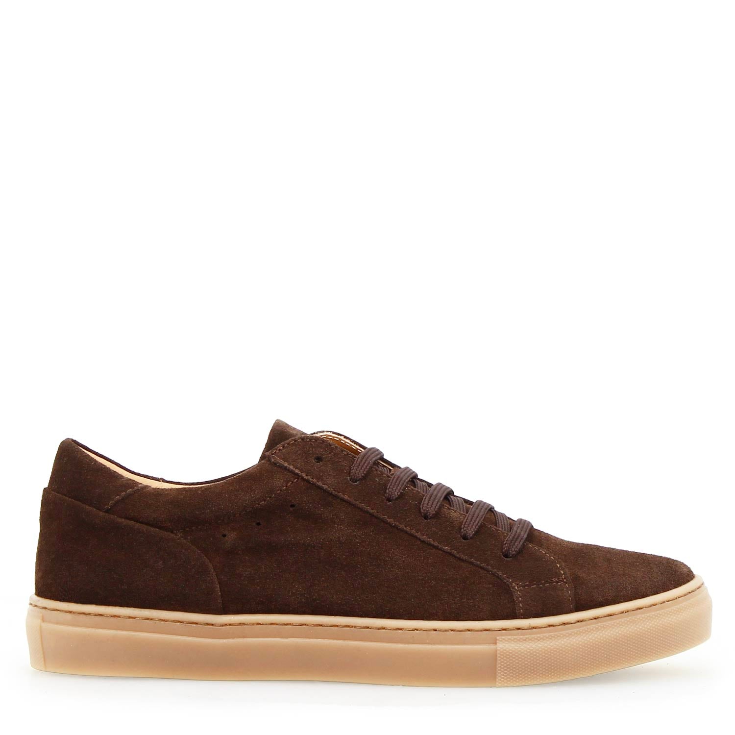 Sneaker Pitagora da uomo in pelle scamosciata marrone scuro - LeonardoShoes