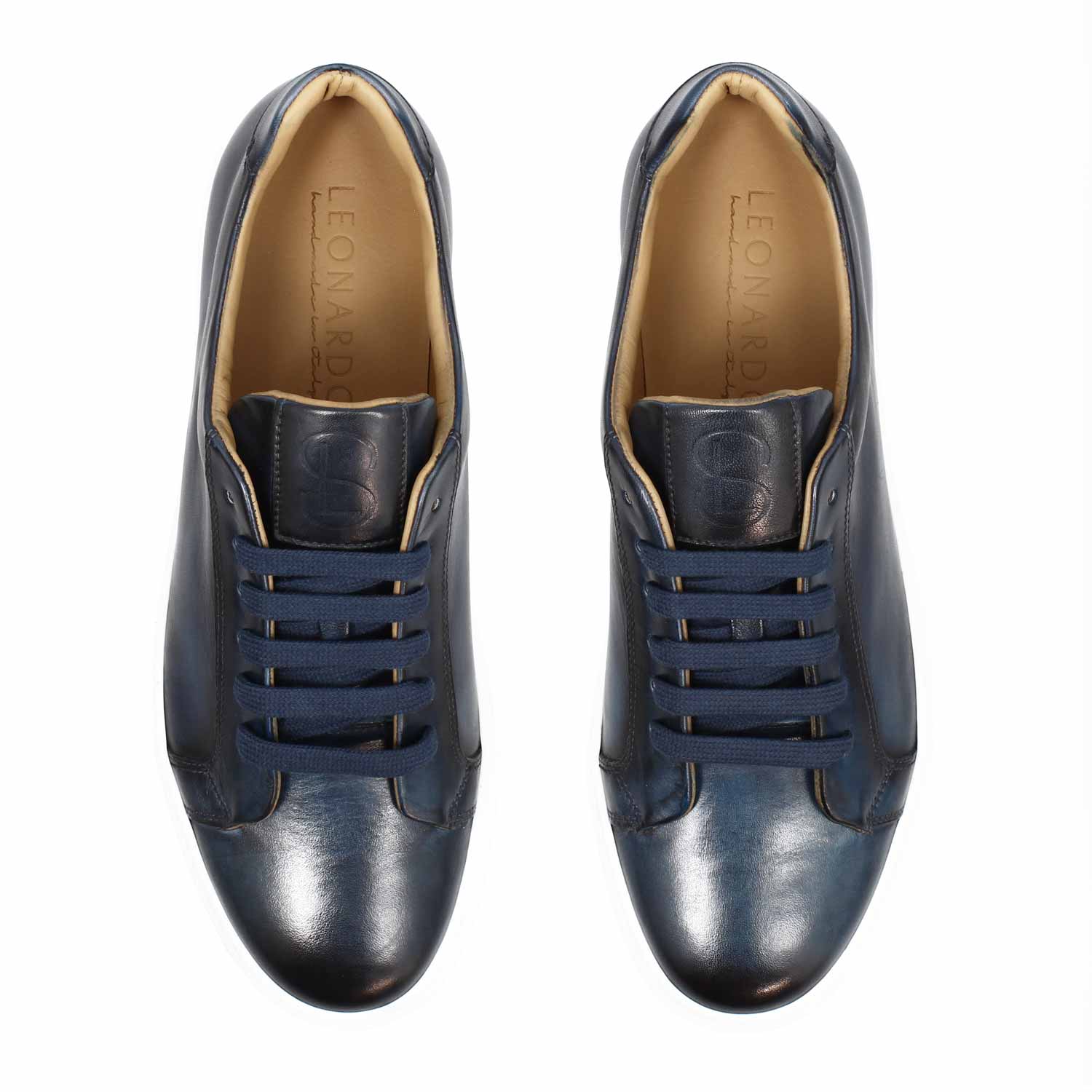 Basket homme artisanale Oreste en cuir bleu