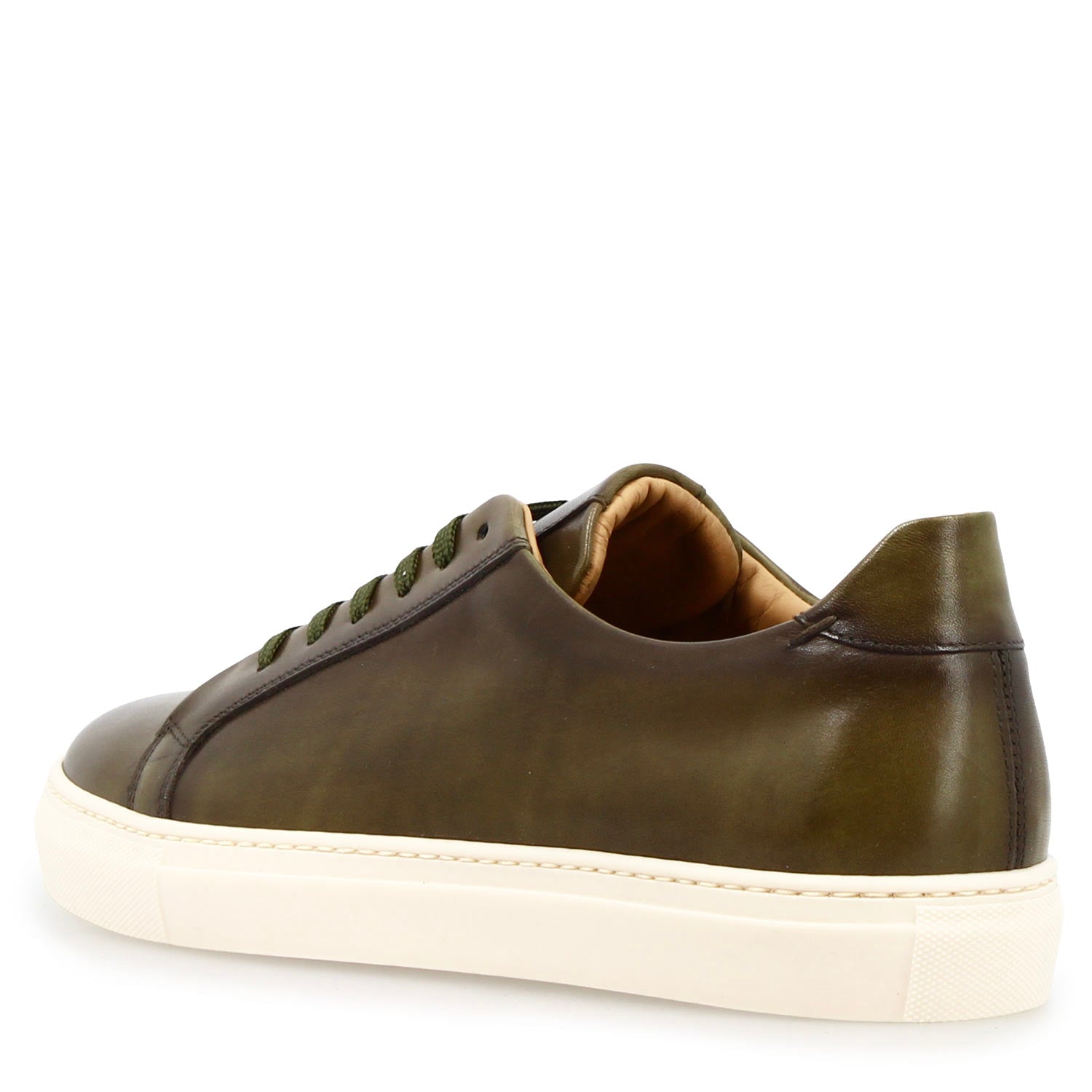 Basket homme artisanale Oreste en cuir vert