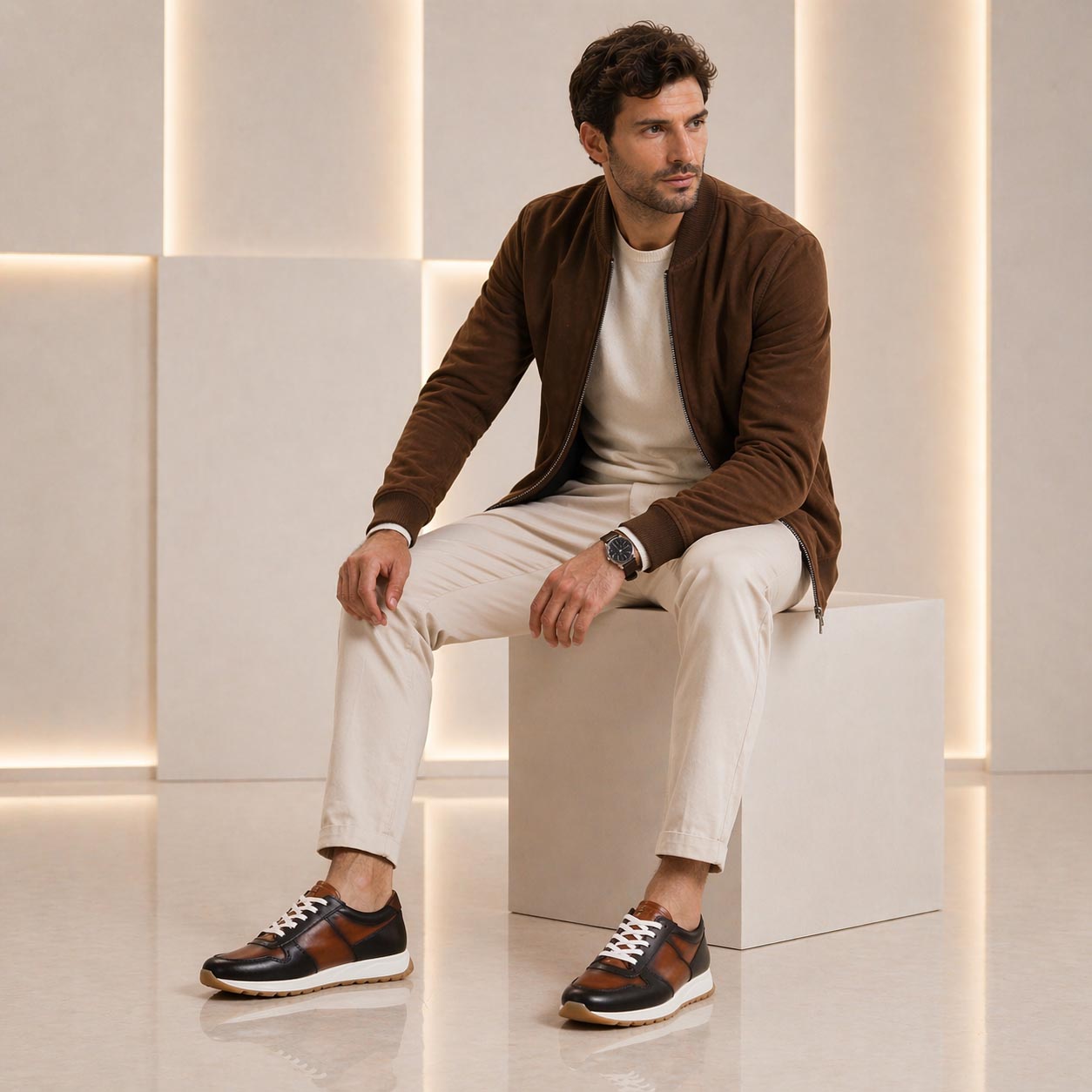 Piave sneakers for men in brown leather