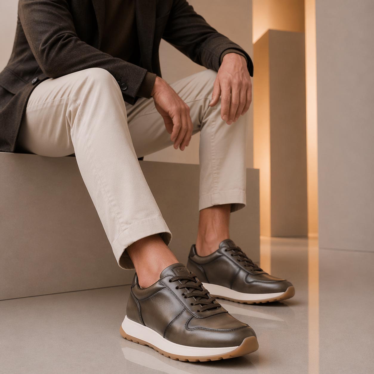 Piave sneakers for men in dark brown leather