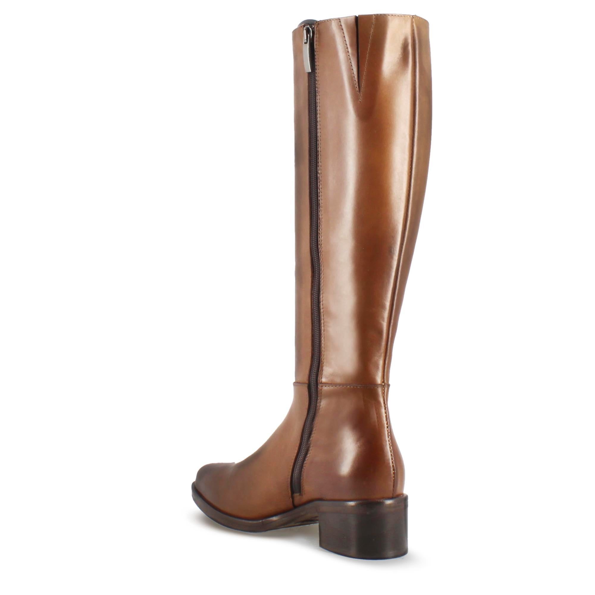 Handgemachter hoher Damenstiefel aus braunem Leder