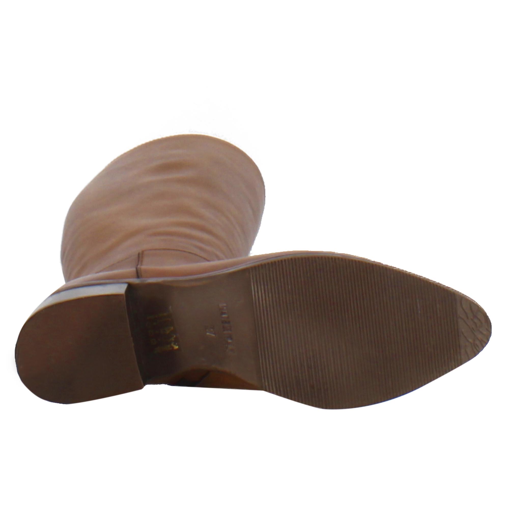 Handgemachter hoher Damenstiefel aus braunem Leder