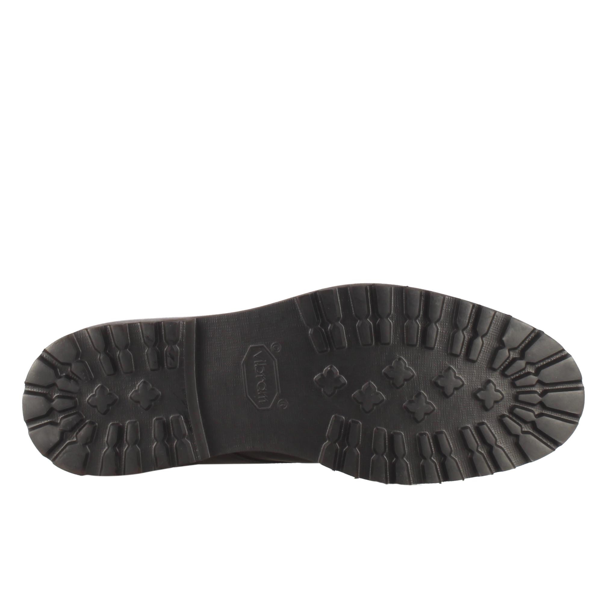 Bottines pour hommes en véritable cuir lisse marron foncé à semelle crantée