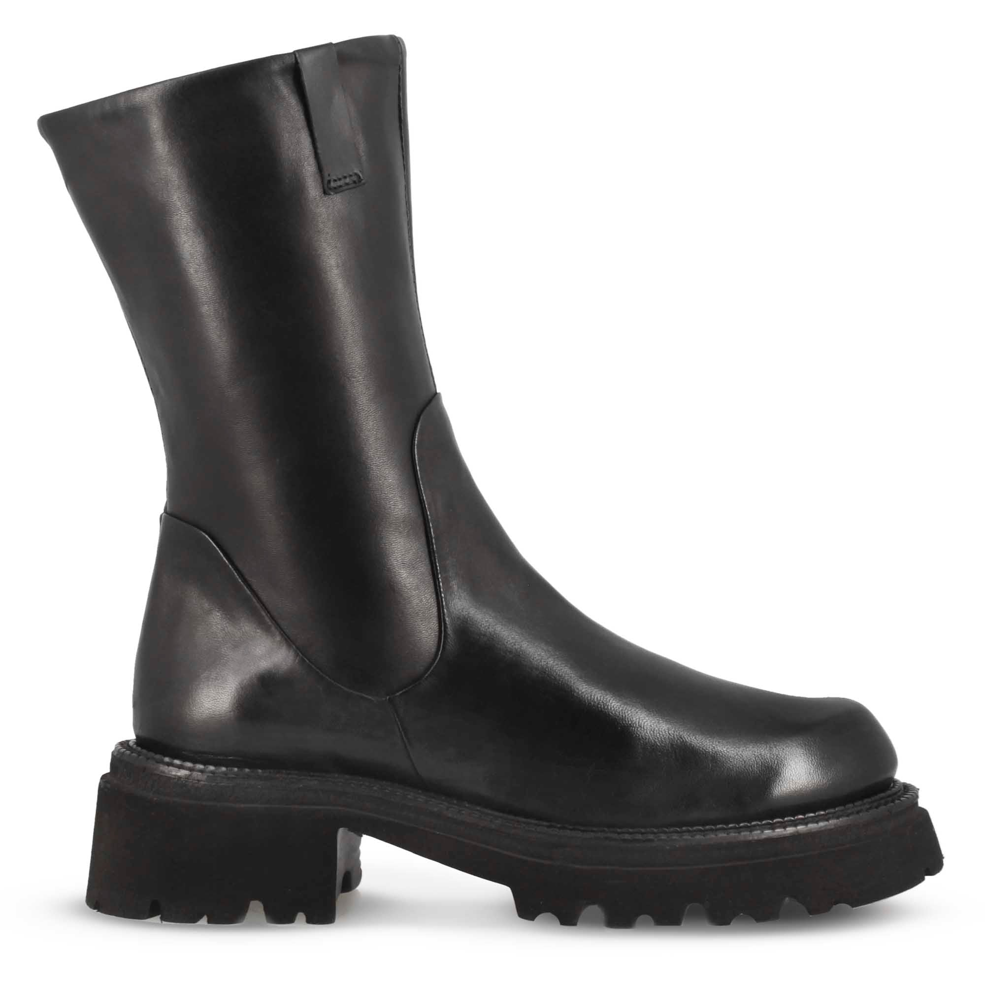 Bottine pour femme en cuir véritable noir