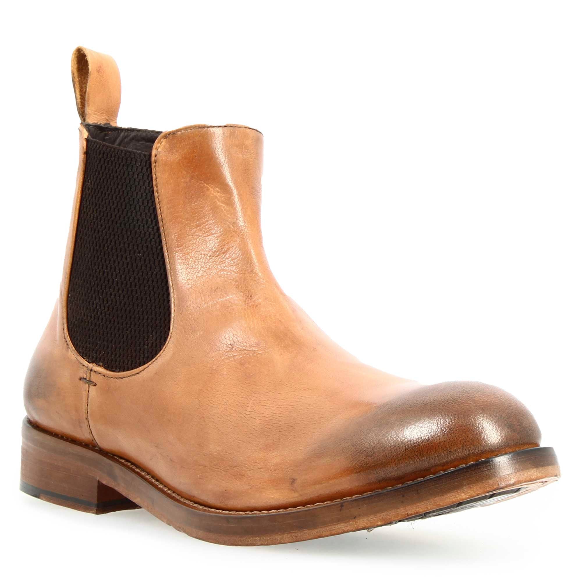 Bottines Chelsea Diver pour homme en cuir délavé marron clair