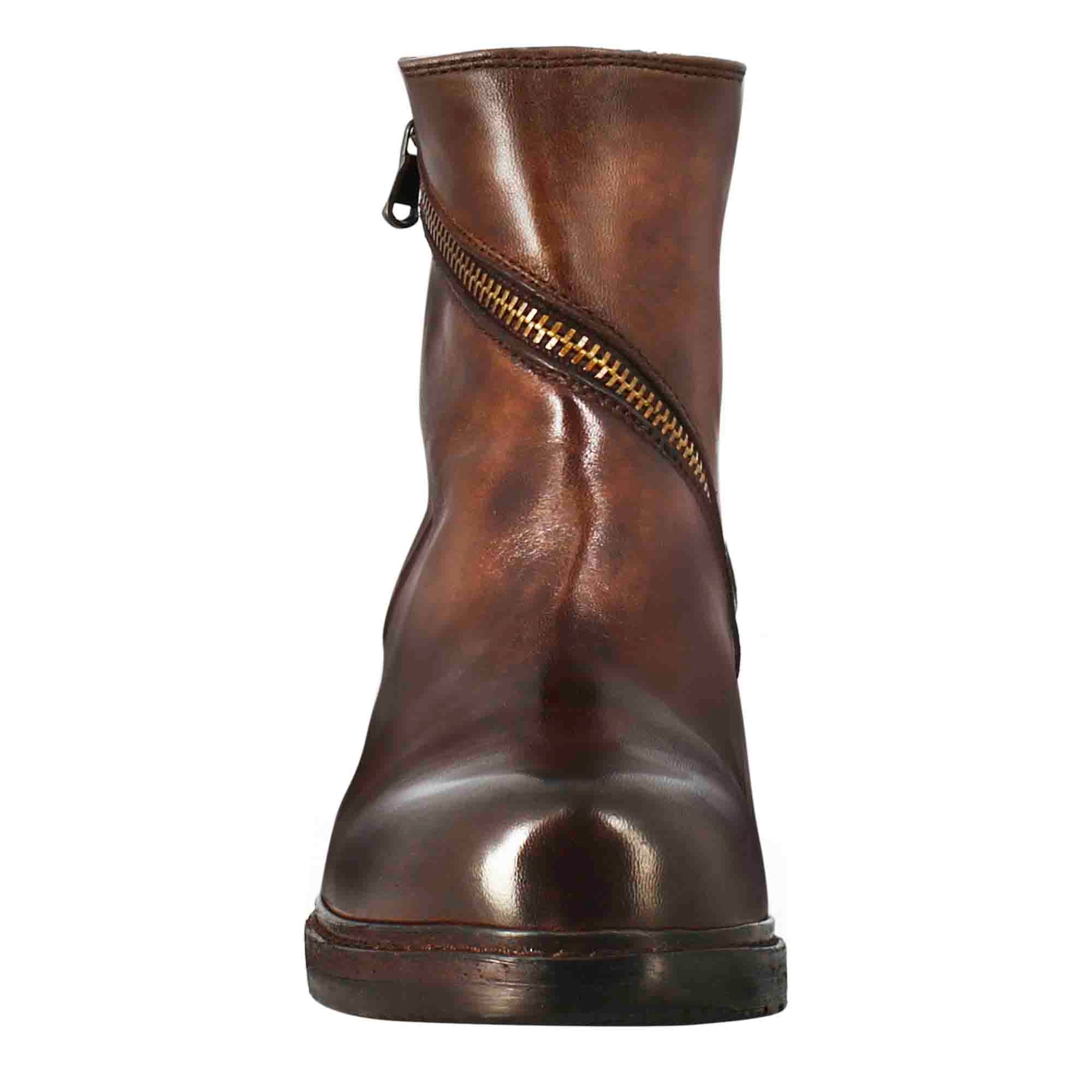 Paupa women's ankle boot in brown washed leather with double zip
