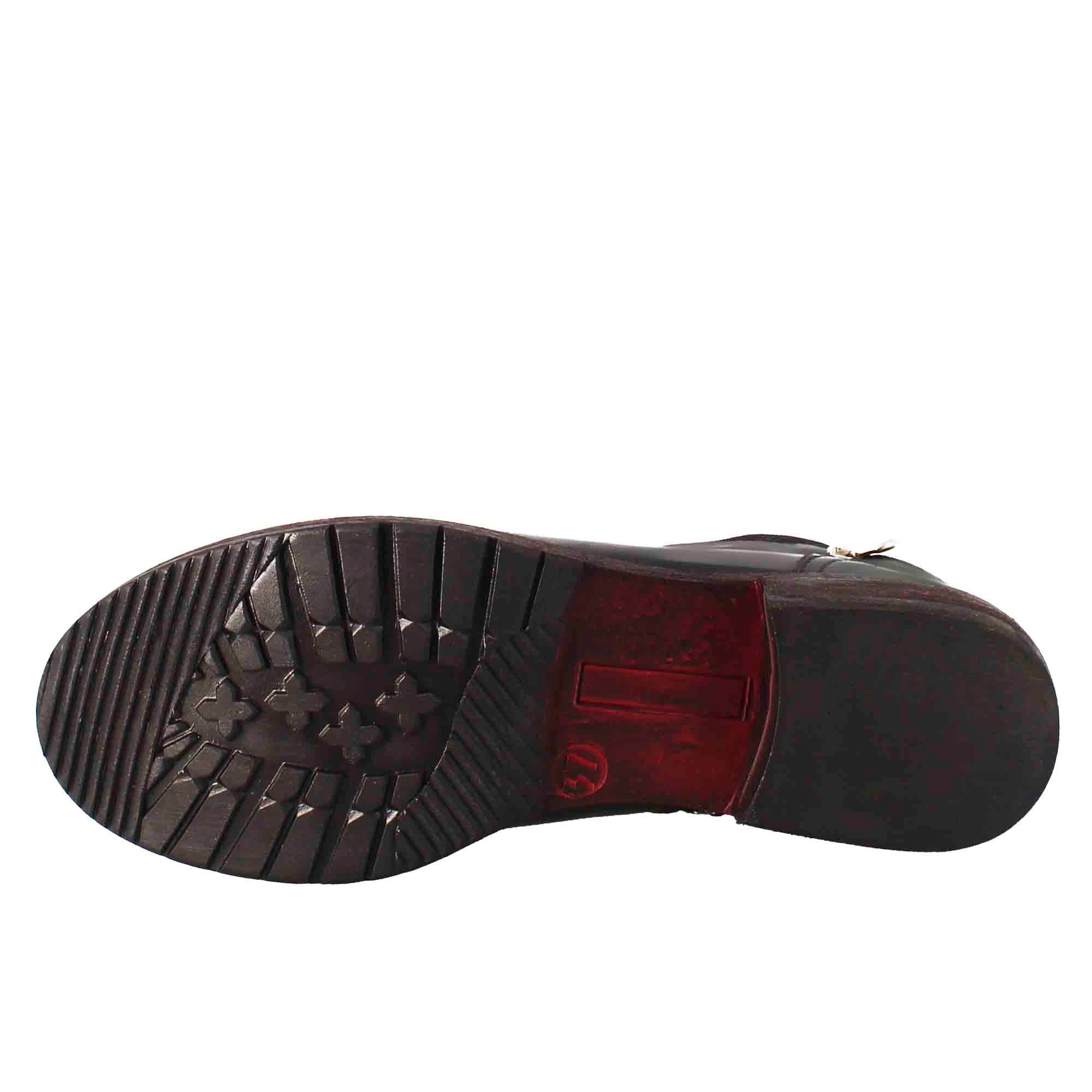 Bottine femme Paupa en cuir lavé noir avec double zip