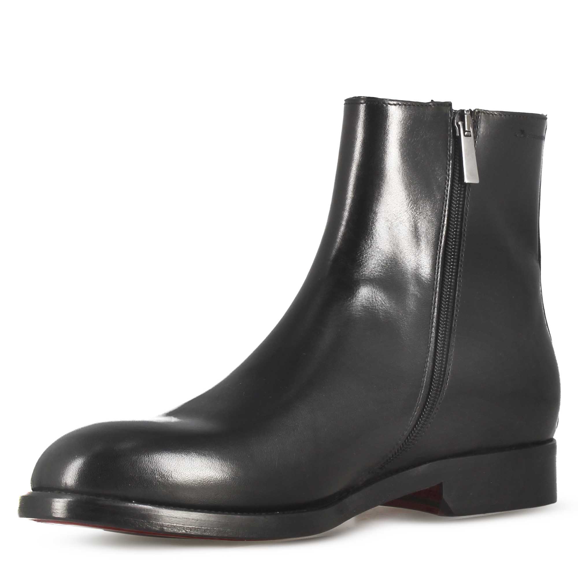 Bottine élégante pour homme en cuir lisse noir