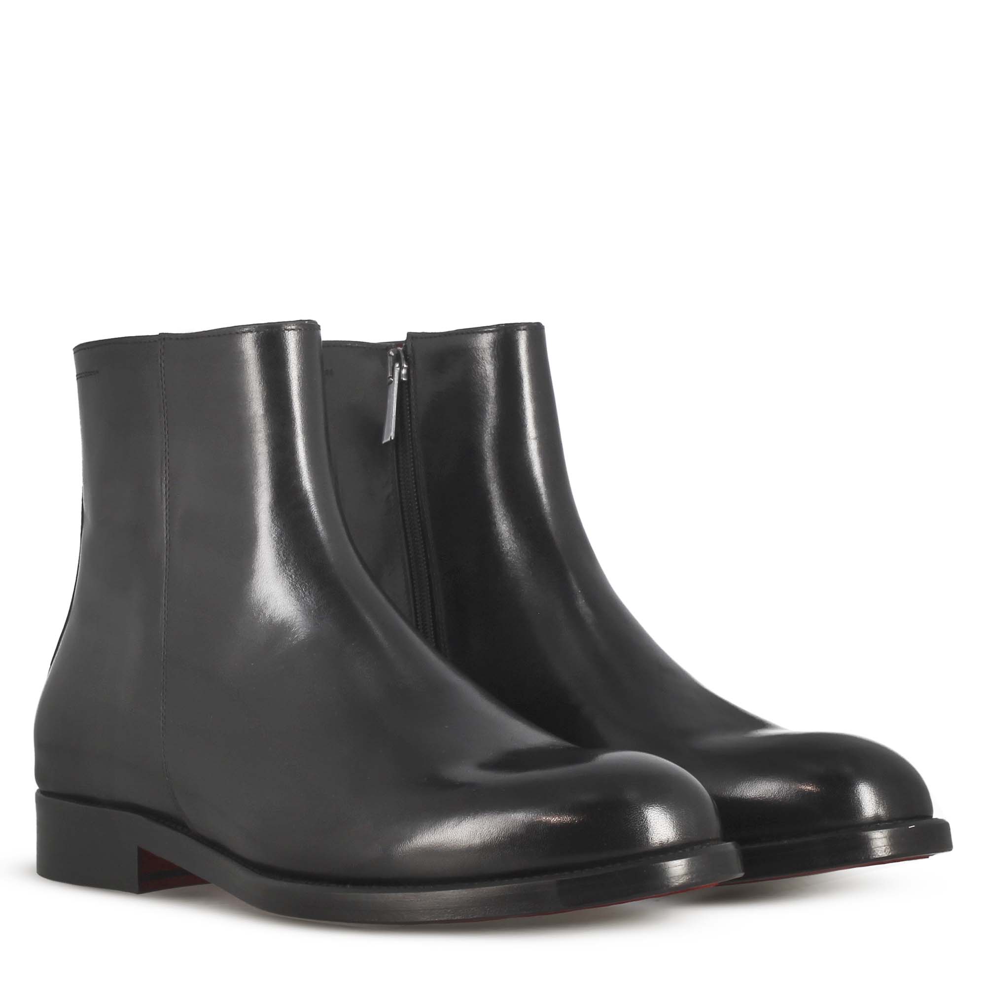 Bottine élégante pour homme en cuir lisse noir