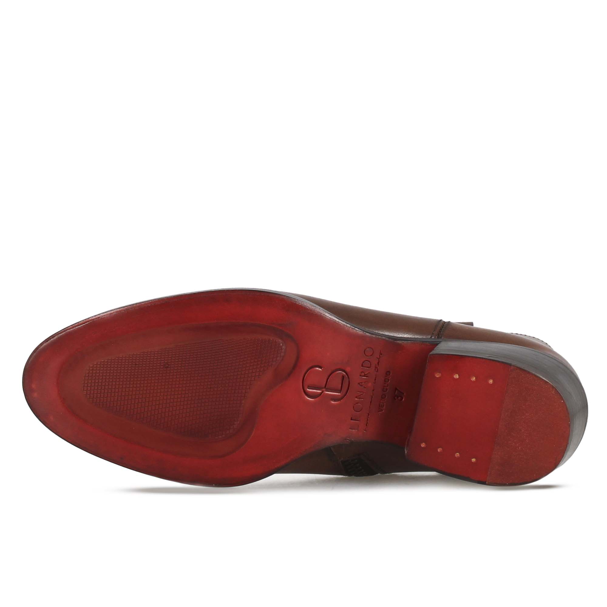 Stivaletto sopra alla caviglia stile texano da donna in pelle colore marrone