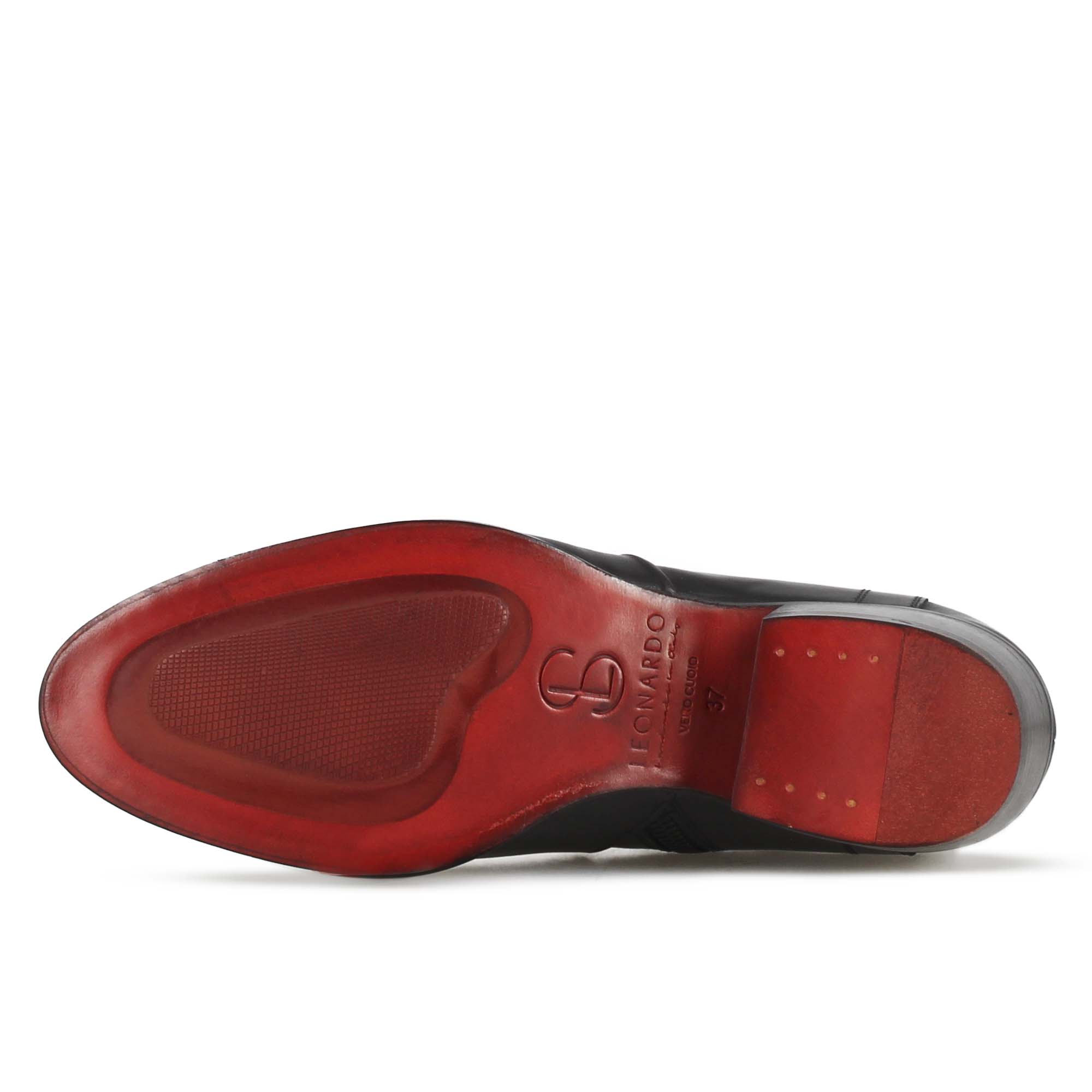 Bottine asymétrique style texan pour femme en cuir noir
