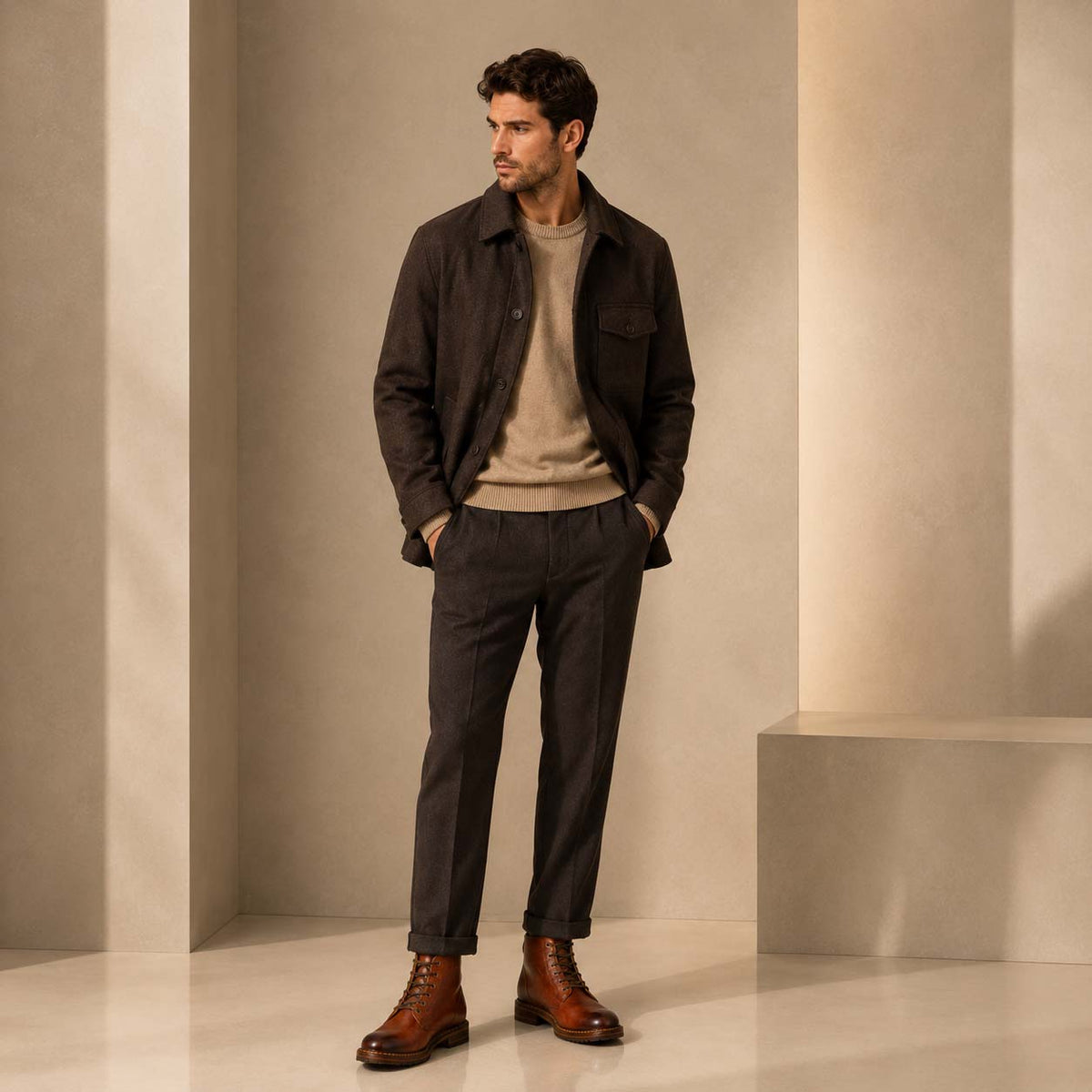 Seneca Herren Schnürstiefelette aus braunem Leder