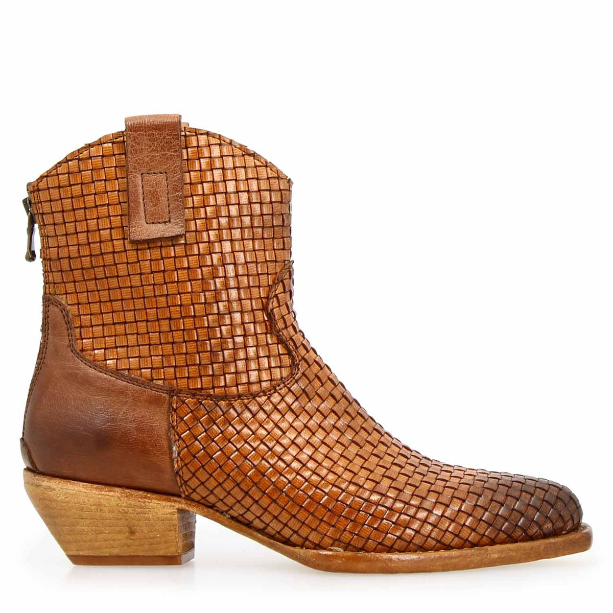 Velvet Int- Stivaletto texano donna in pelle intrecciata marrone - LeonardoShoes