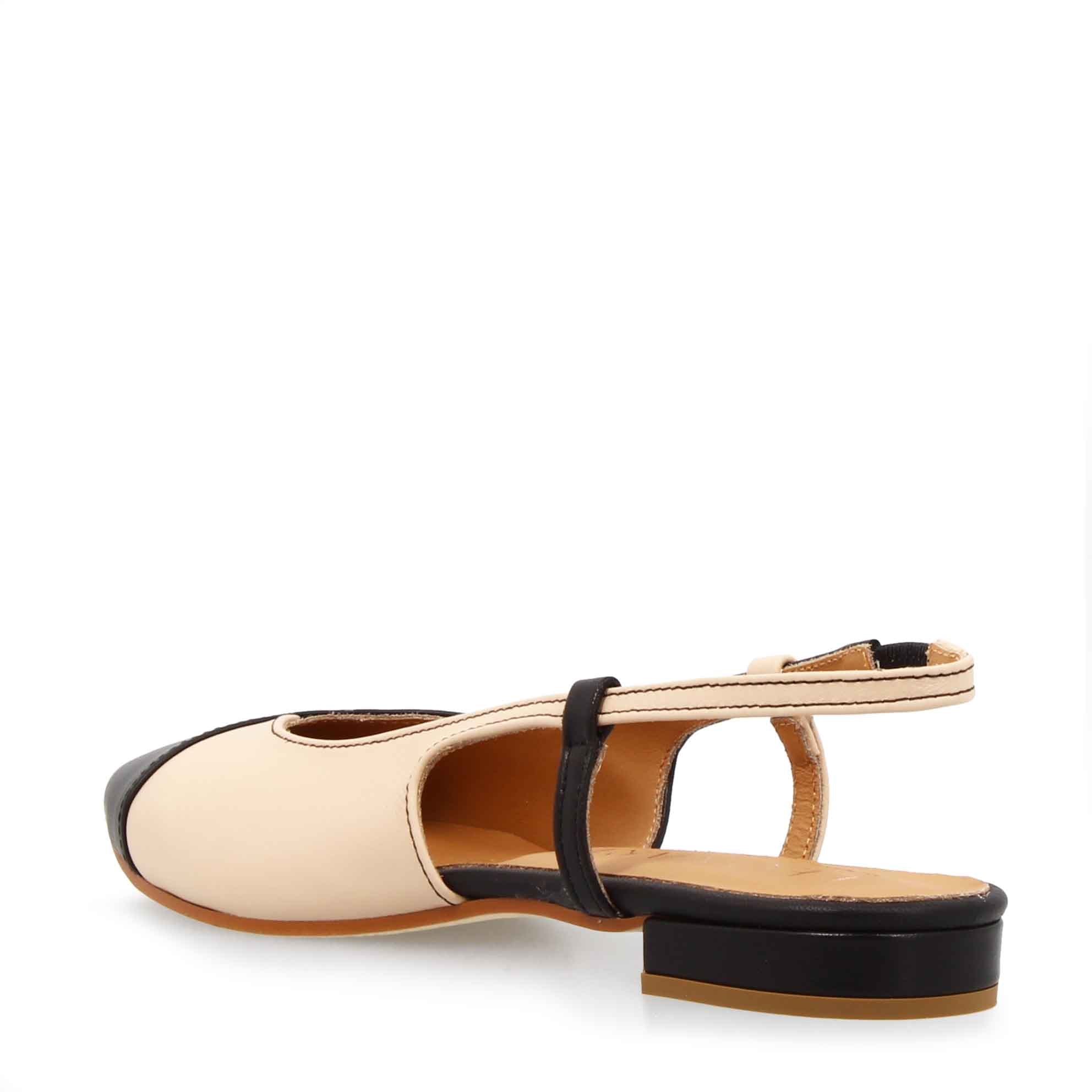 Ballerina slingback da donna in pelle colore nero e rosa