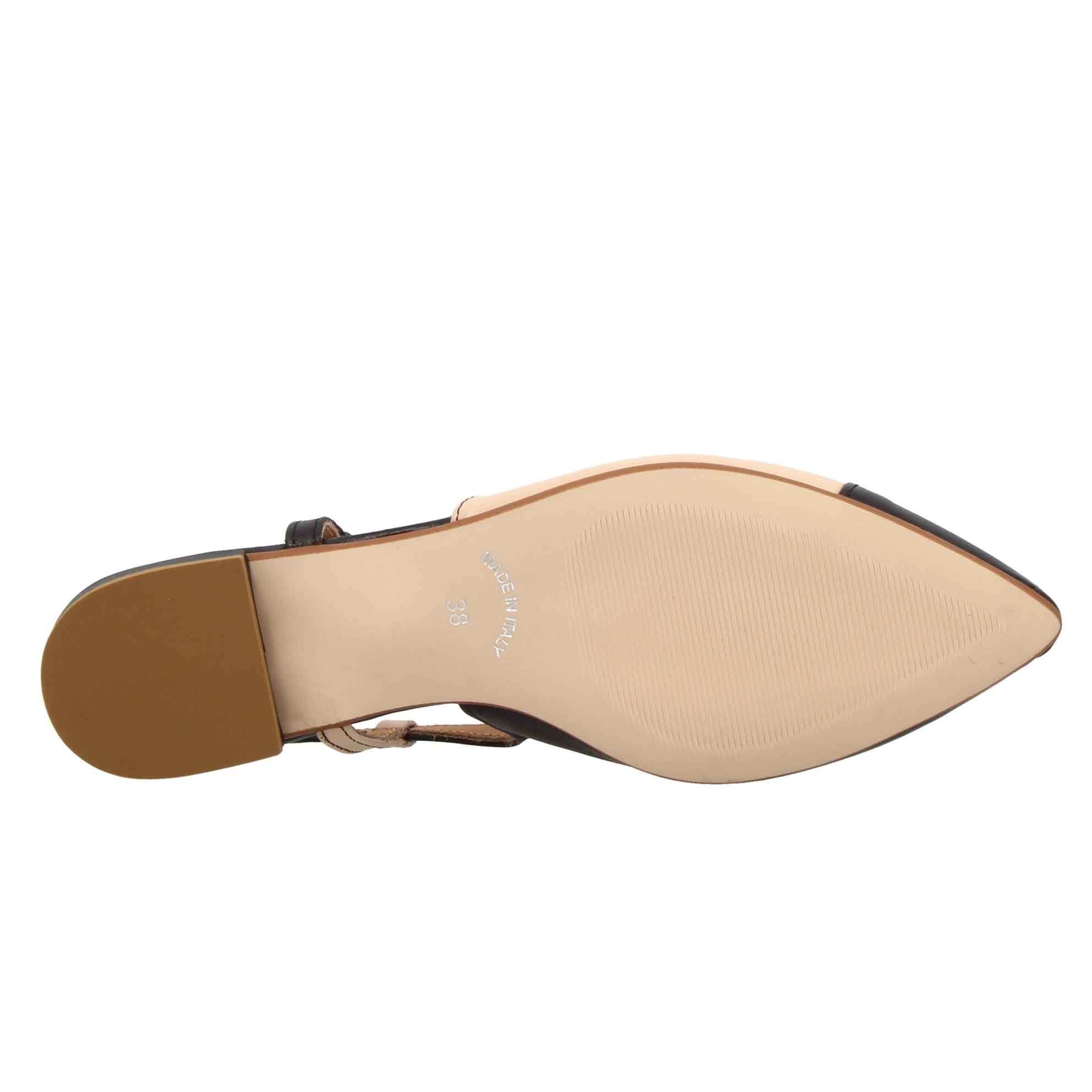 Ballerina slingback da donna in pelle colore nero e rosa