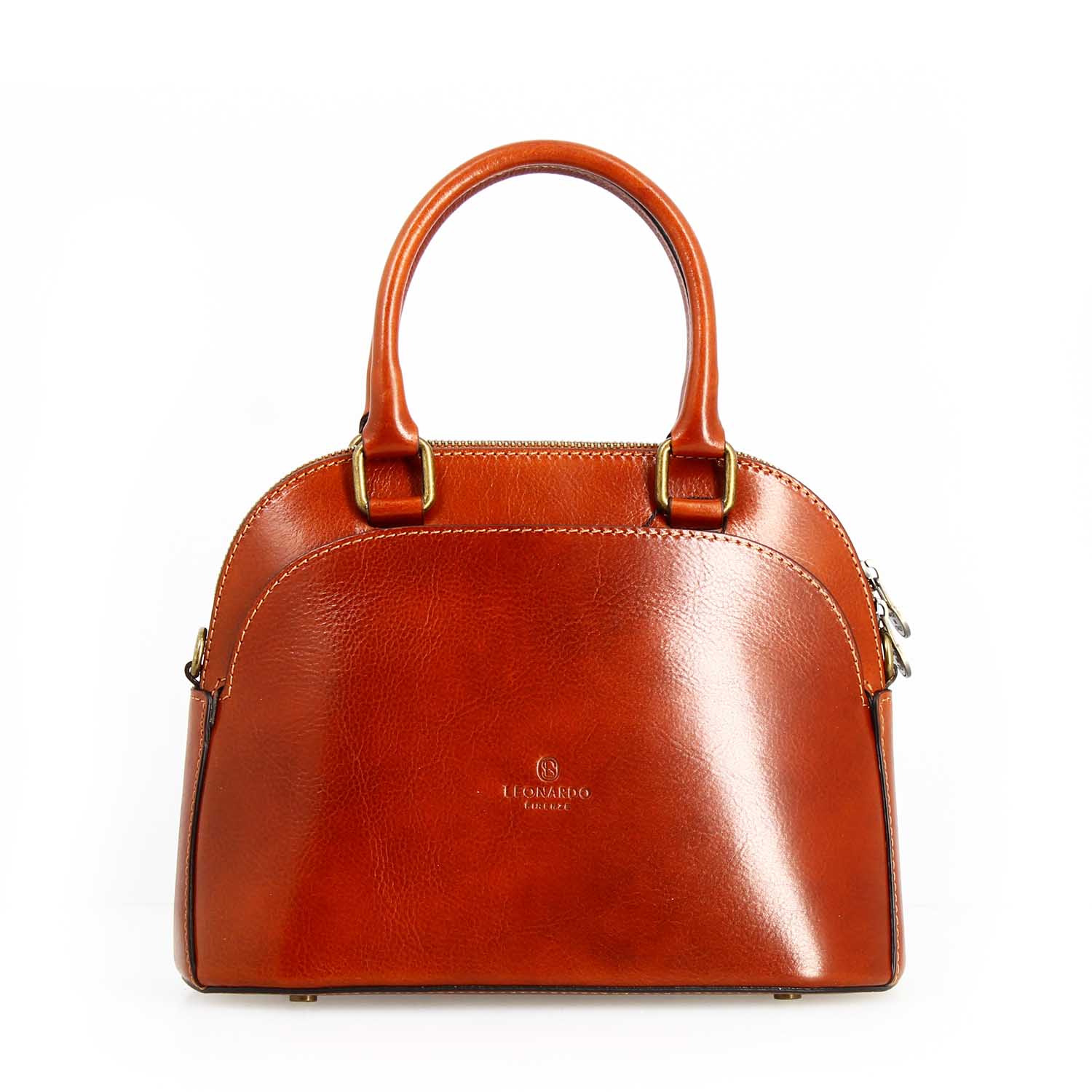 Zaira hand bag in semi glossy brown leather for woman