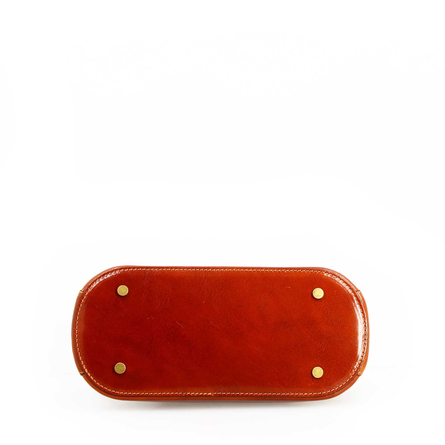 Zaira hand bag in semi glossy brown leather for woman