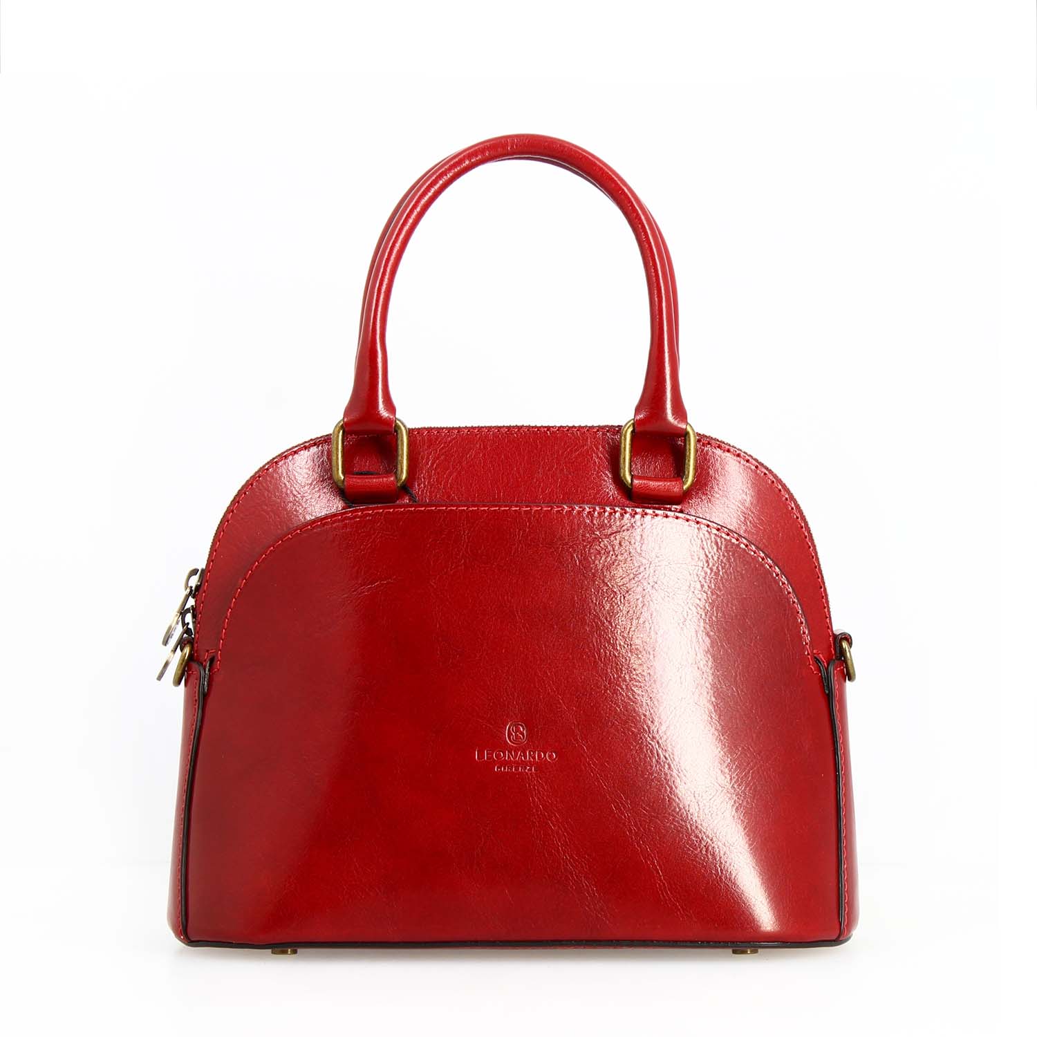 Zaira handbag in semi glossy red leather for woman